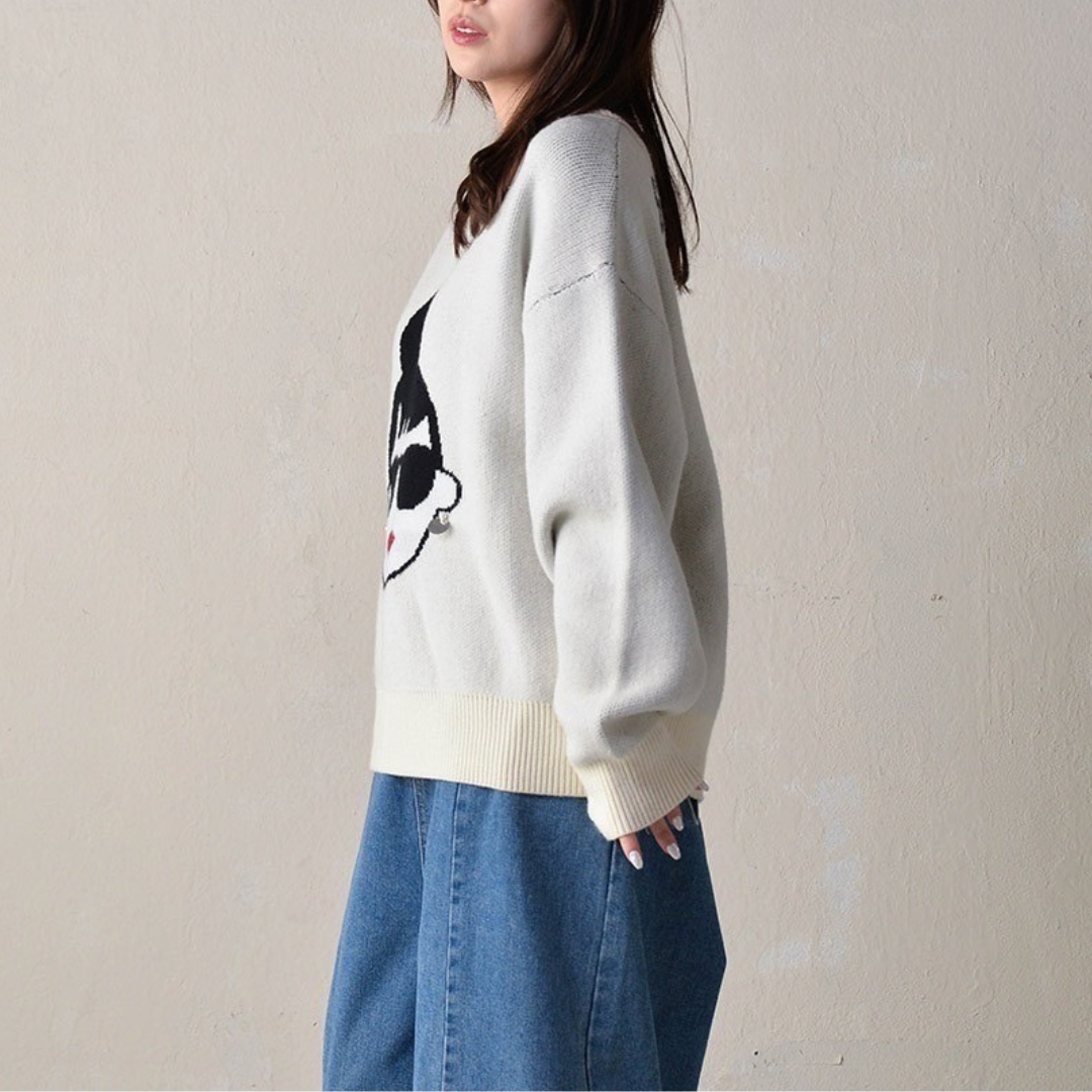 【予約】【HAPPYFACE】EMMA フェイスニット -ホワイト-　※11月中旬納品予定