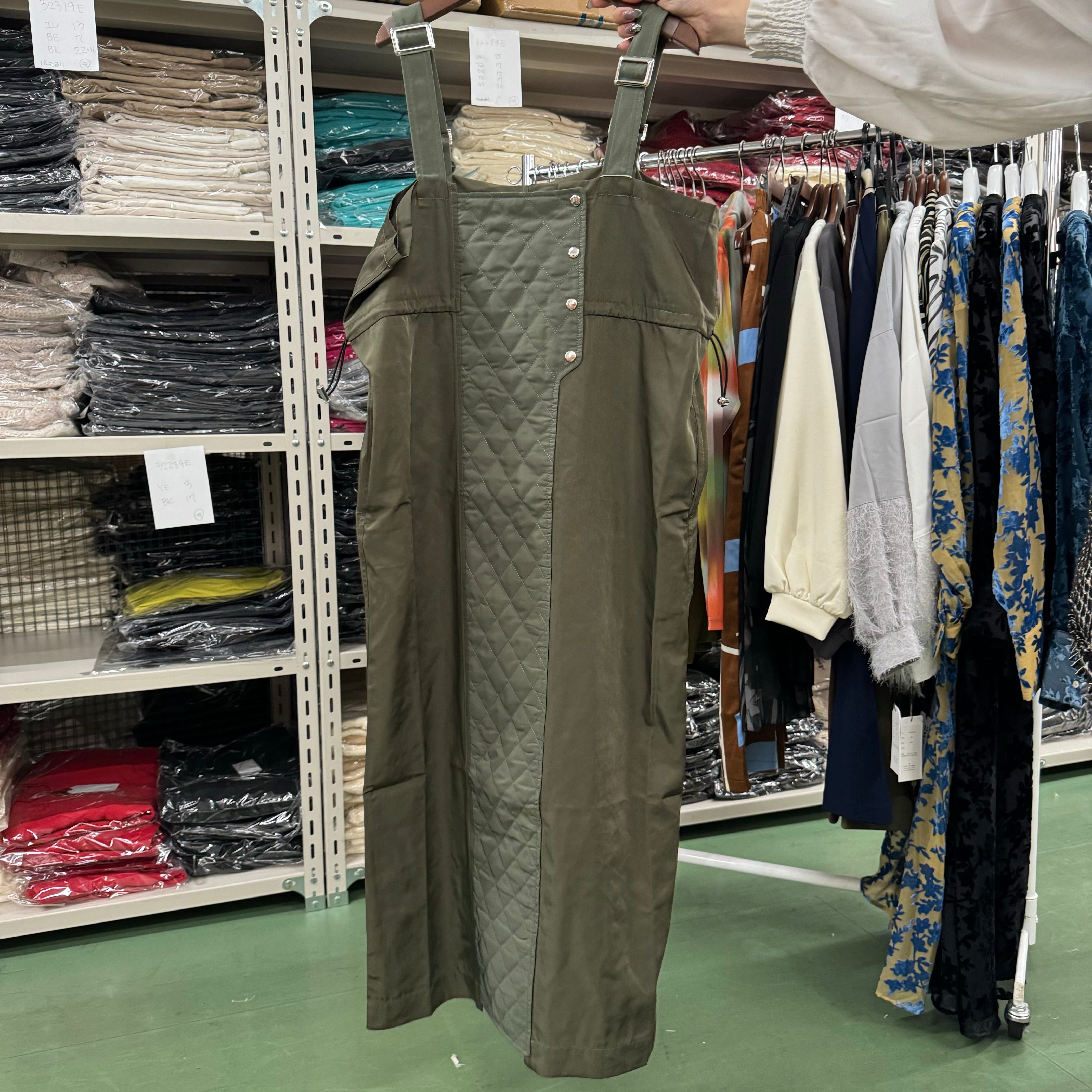 【LHELBIE】ドロストワークジャンスカ-カーキ-　※10/22-28頃より順次配送予定