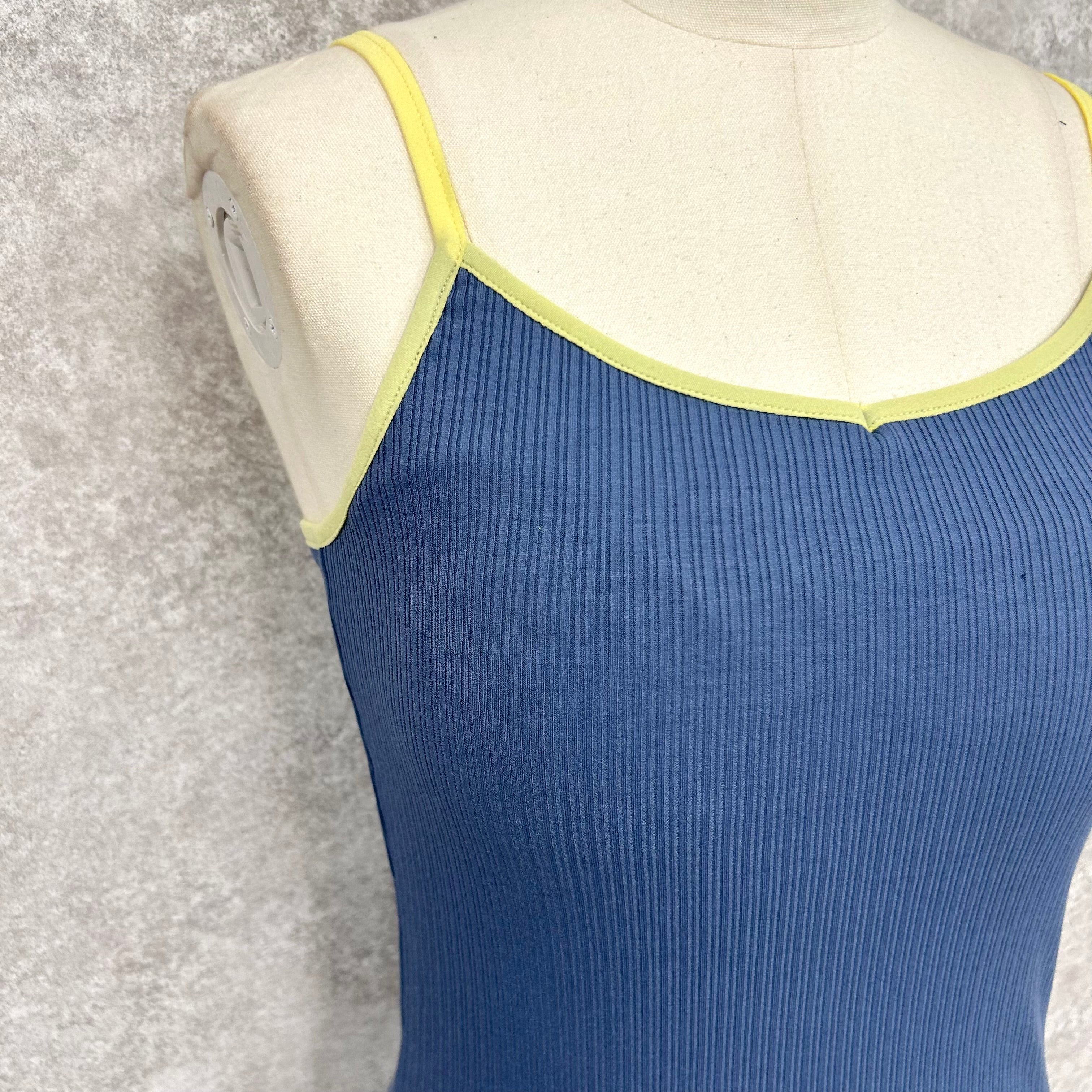 バイカラーカップ付キャミ　-ブルー-   ※5/14-20迄に順次発送予定