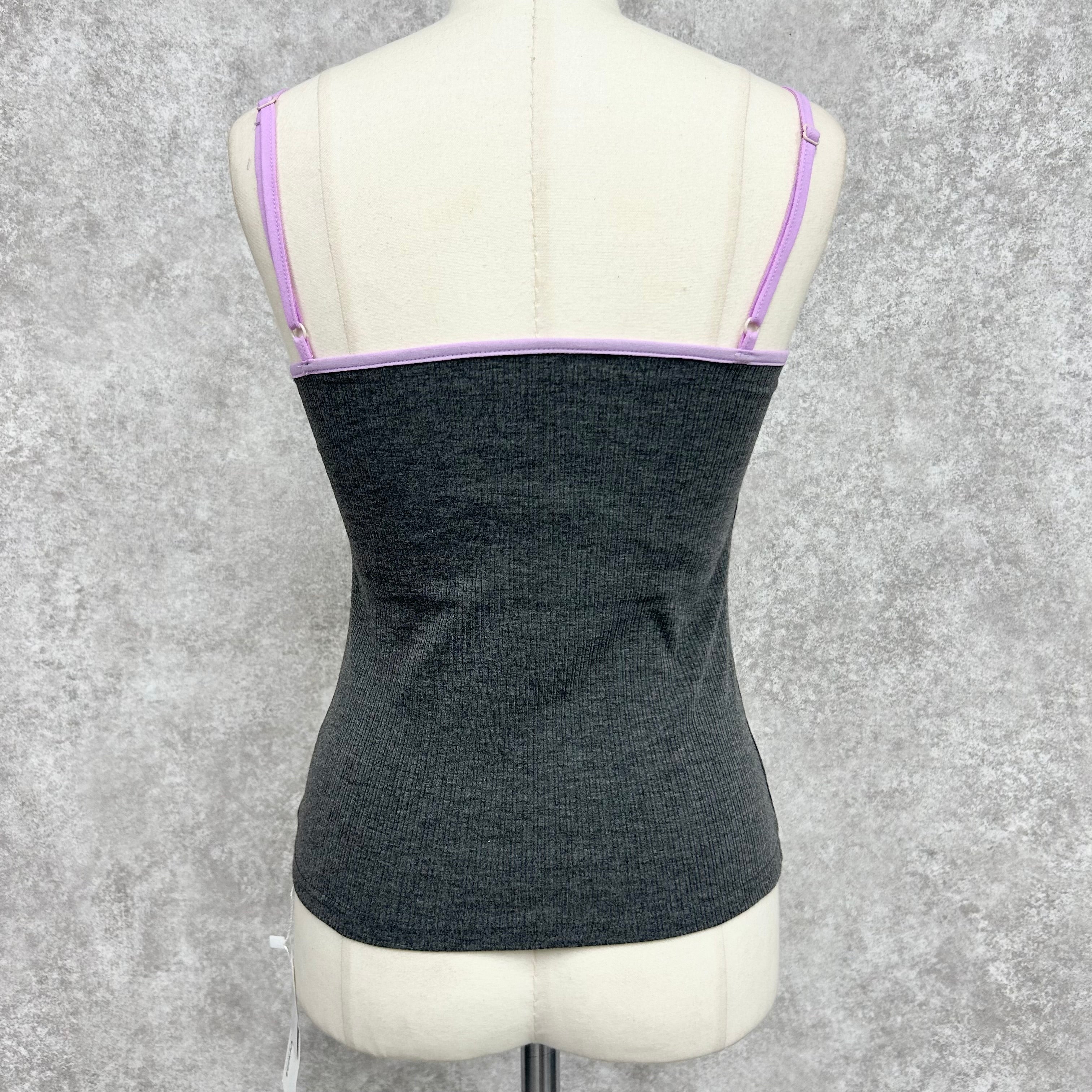 バイカラーカップ付キャミ　-チャコール-　※1/28-2/3頃より順次発送