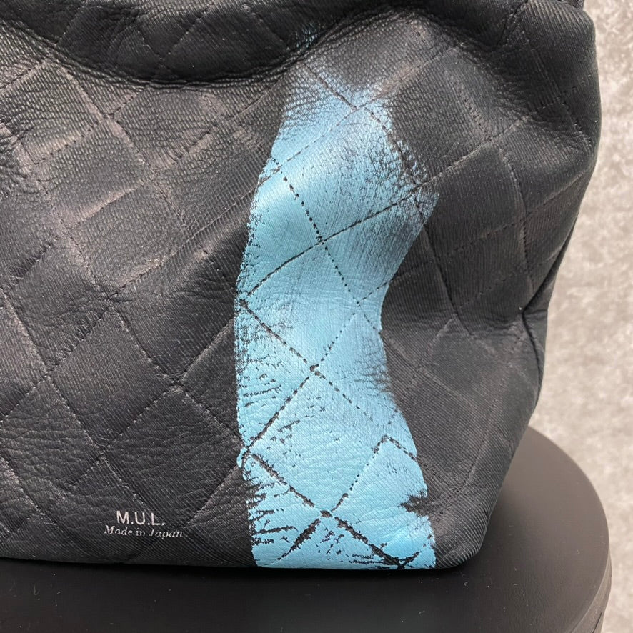 【MUL094-BL】ドロップ2way S オイルレザーキルティング(ブラック) ブルーライン　※10/29〜11/2より弊社事務所から順次発送