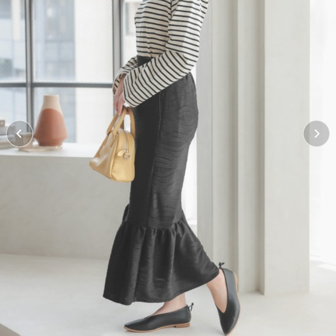 なみなみ柄マーメイドスカート -ブラック-　※10/29〜11/4より順次配送