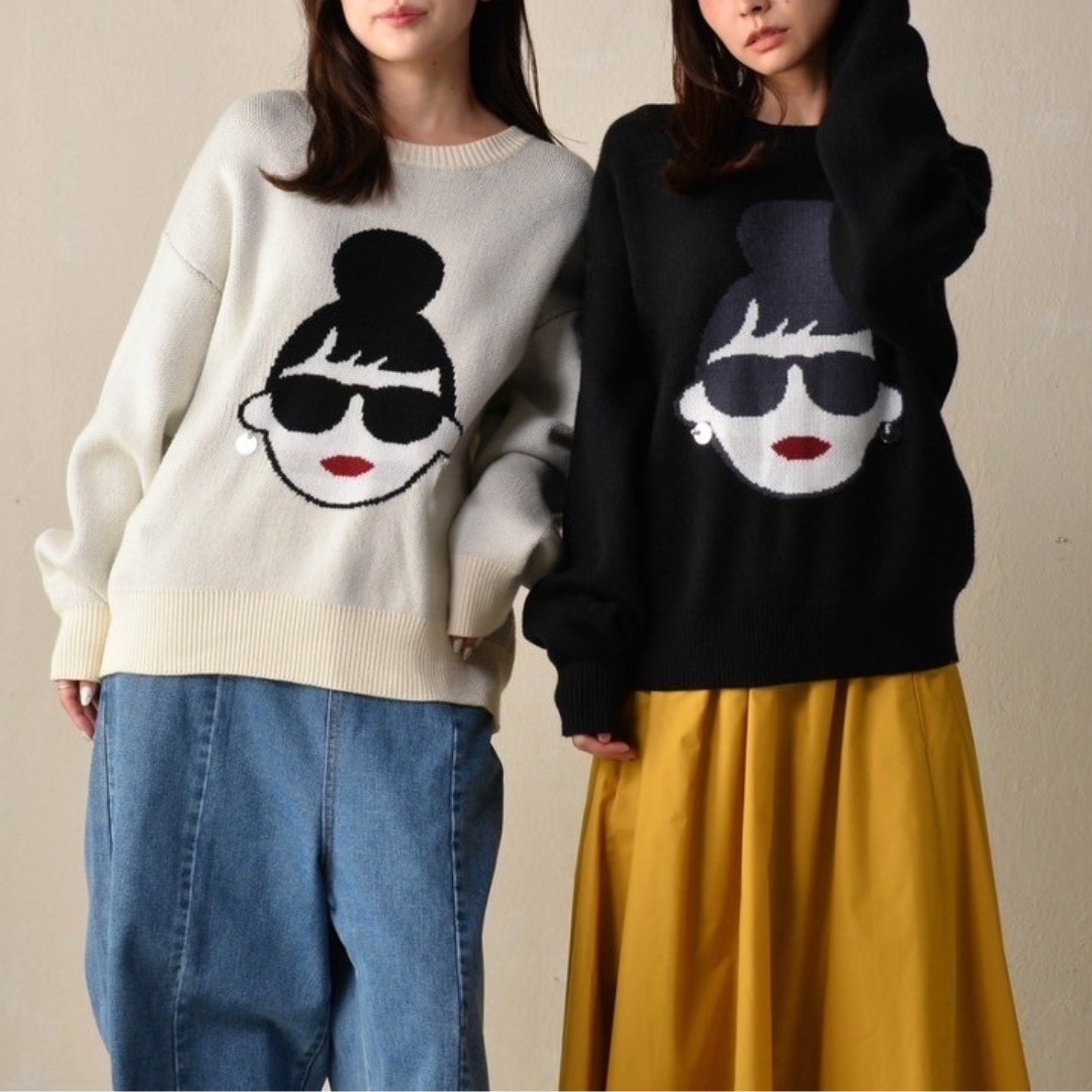 【予約】【HAPPYFACE】EMMA フェイスニット -ホワイト-　※11月中旬納品予定