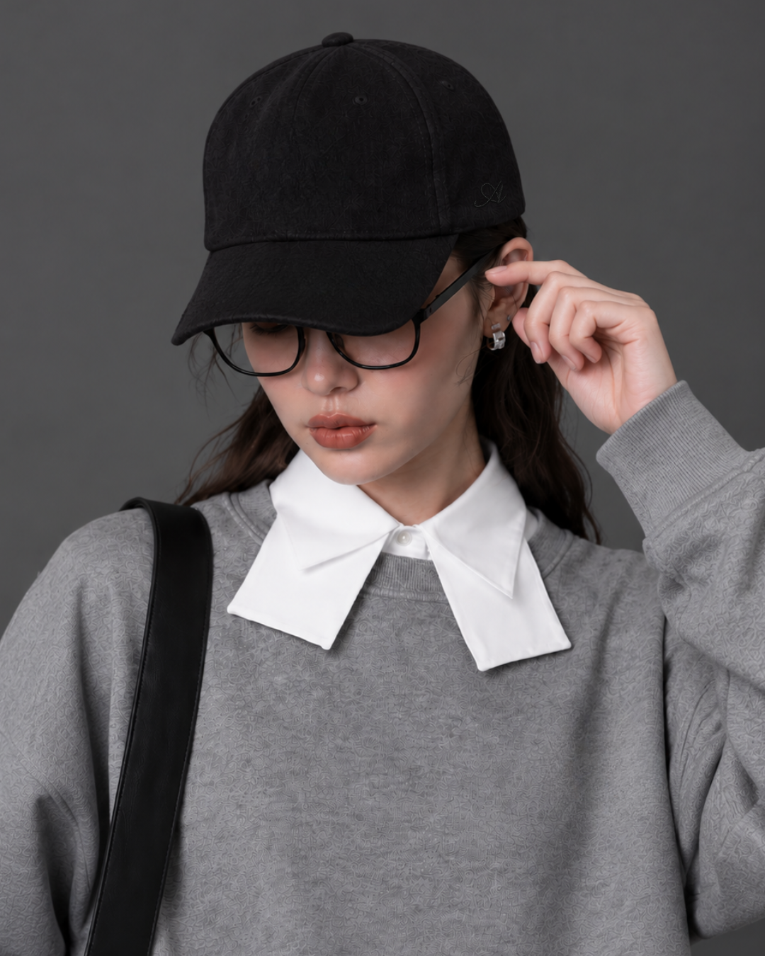 One-Point Logo Wool Cap -black-