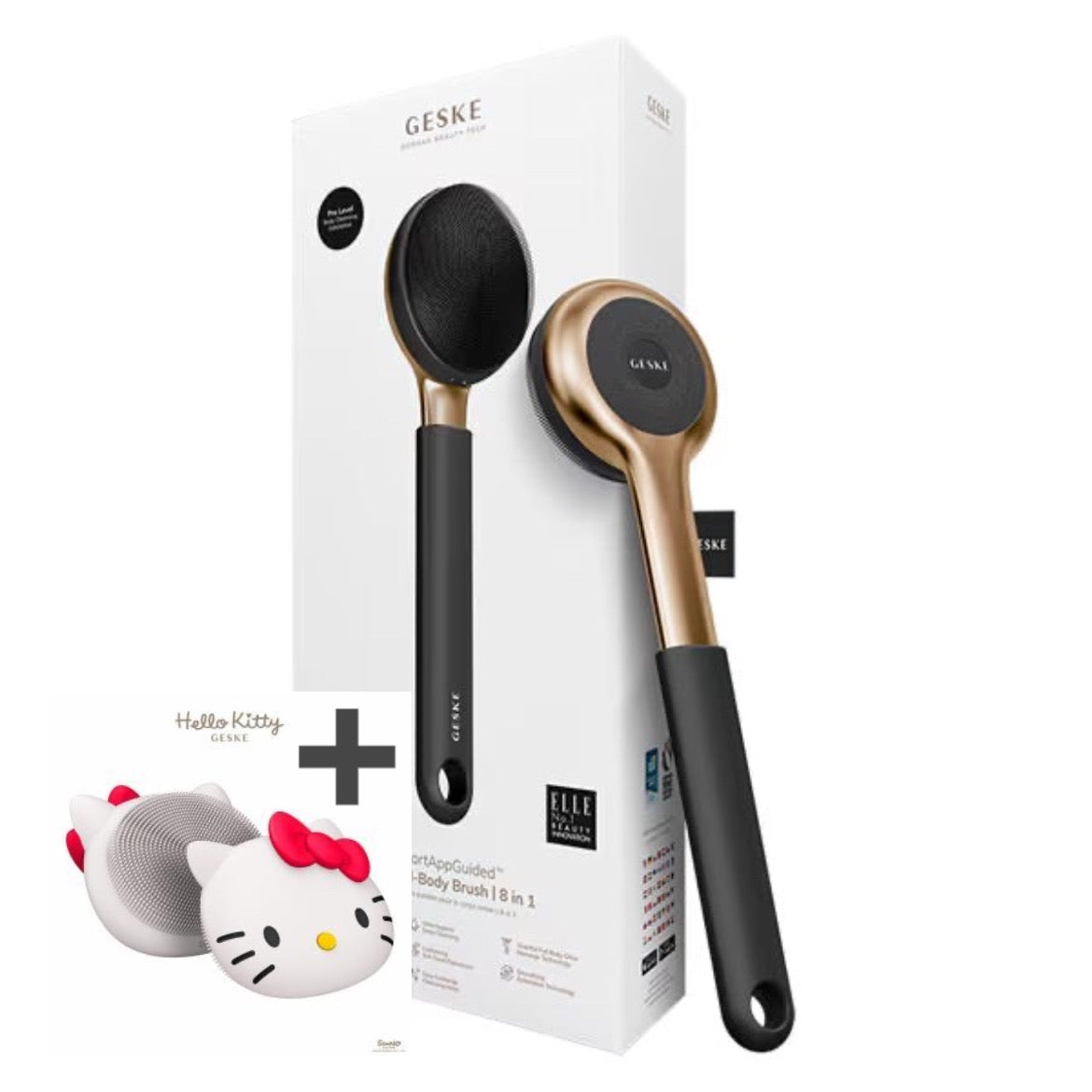 【ハローキティ フェイシャルブラシセット🎀】【GESKE】ソニック フルボディブラシ & インテンシブ エクスフォリエイター　※3/26〜4/1より順次発送