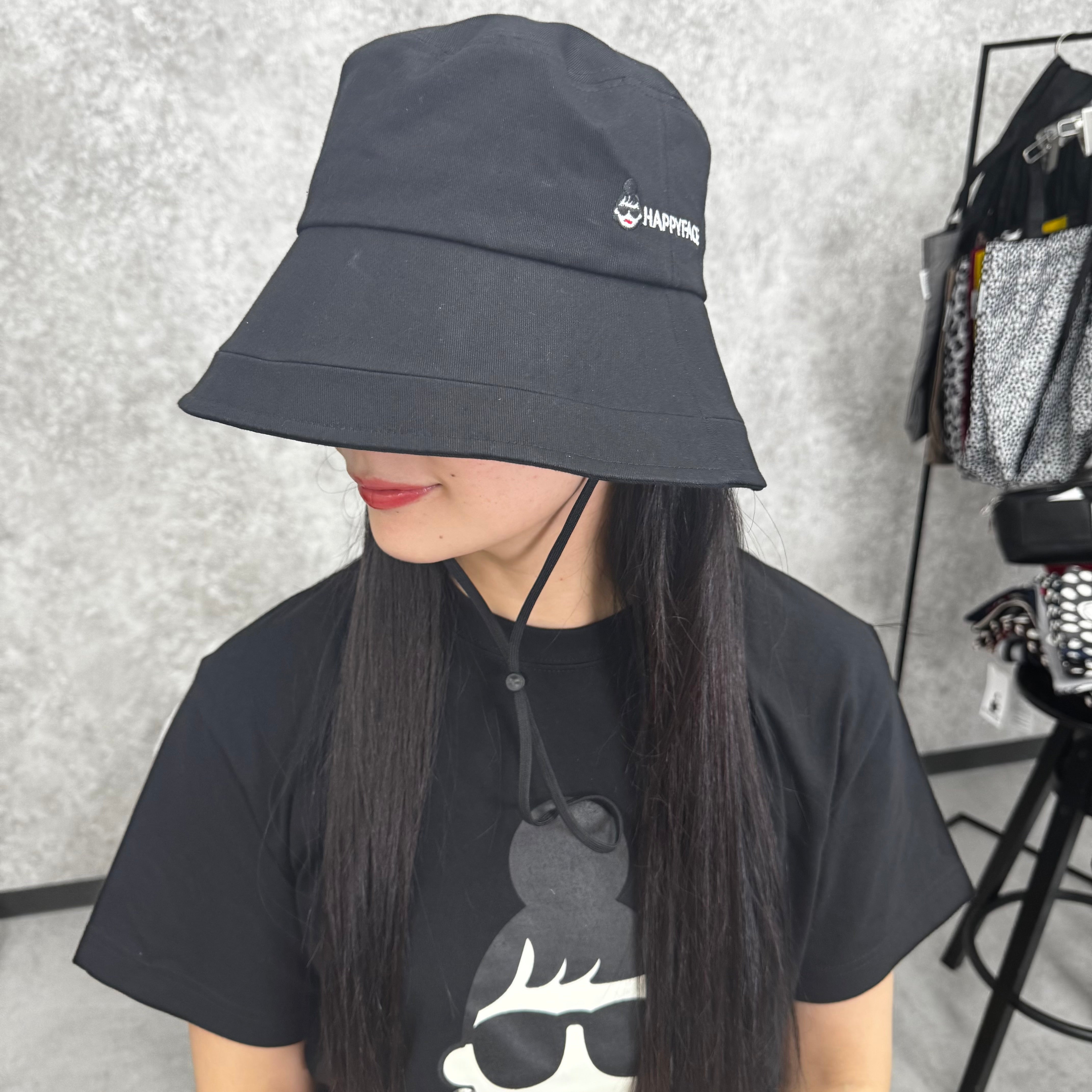 【HAPPYFACE】EMMAちゃん綿ツイルバケットハット　-ブラック-　※3/19~3/25頃迄に順次配送予定