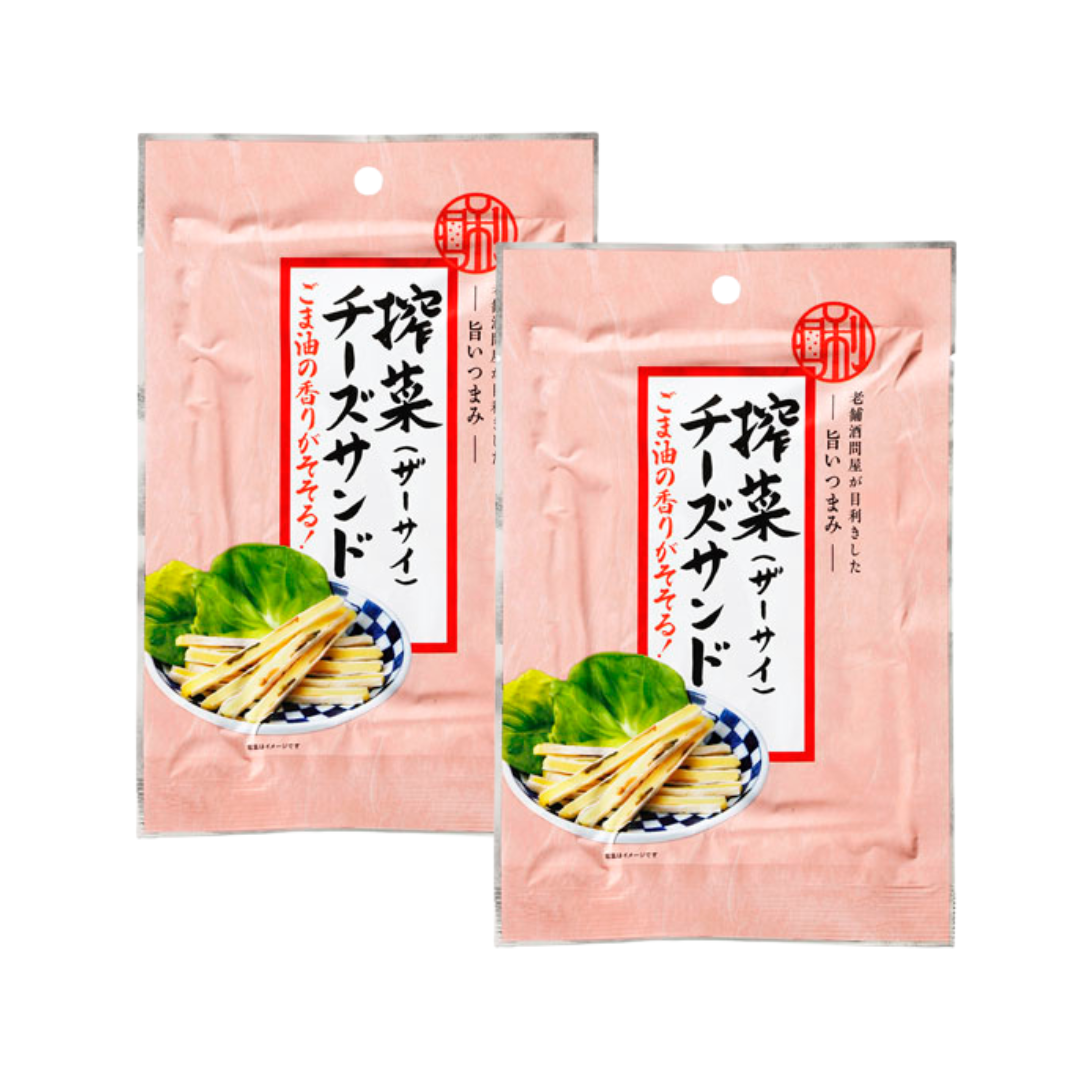 賞味期限:2025/07/29【K&K】老舗酒問屋が目利きした旨いつまみ 搾菜チーズサンド　2袋セット ※7/9~7/15迄に順次発送予定