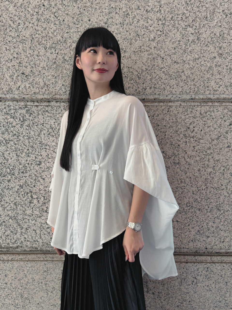 COCOON FLOW SHIRT -white-