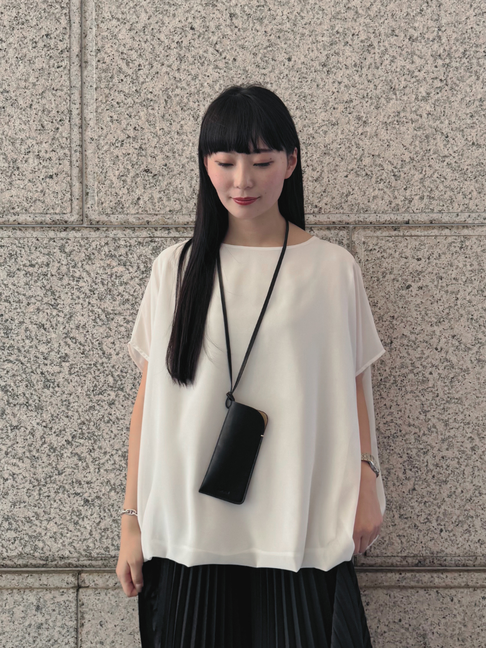【ASYMM】MISTY CHIFFON BLOUSE -white-