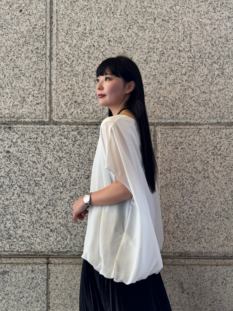 【ASYMM】MISTY CHIFFON BLOUSE -white-
