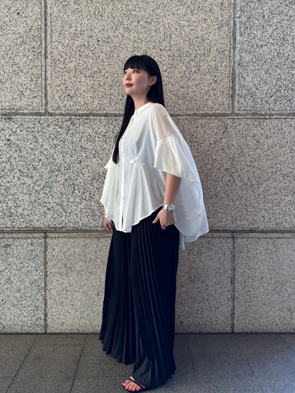 【ASYMM】COCOON FLOW SHIRT -white-
