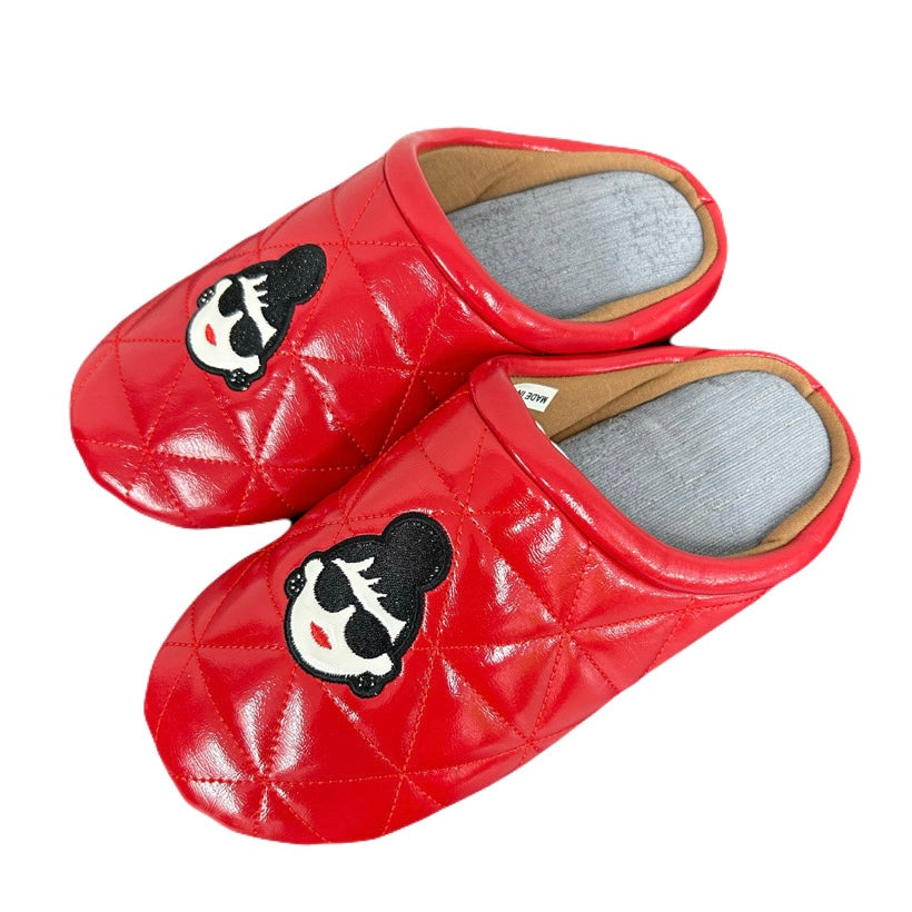 【HAPPYFACE】EMMA キルトスリッパ -レッド-　※3/19~3/25迄に順次配送予定