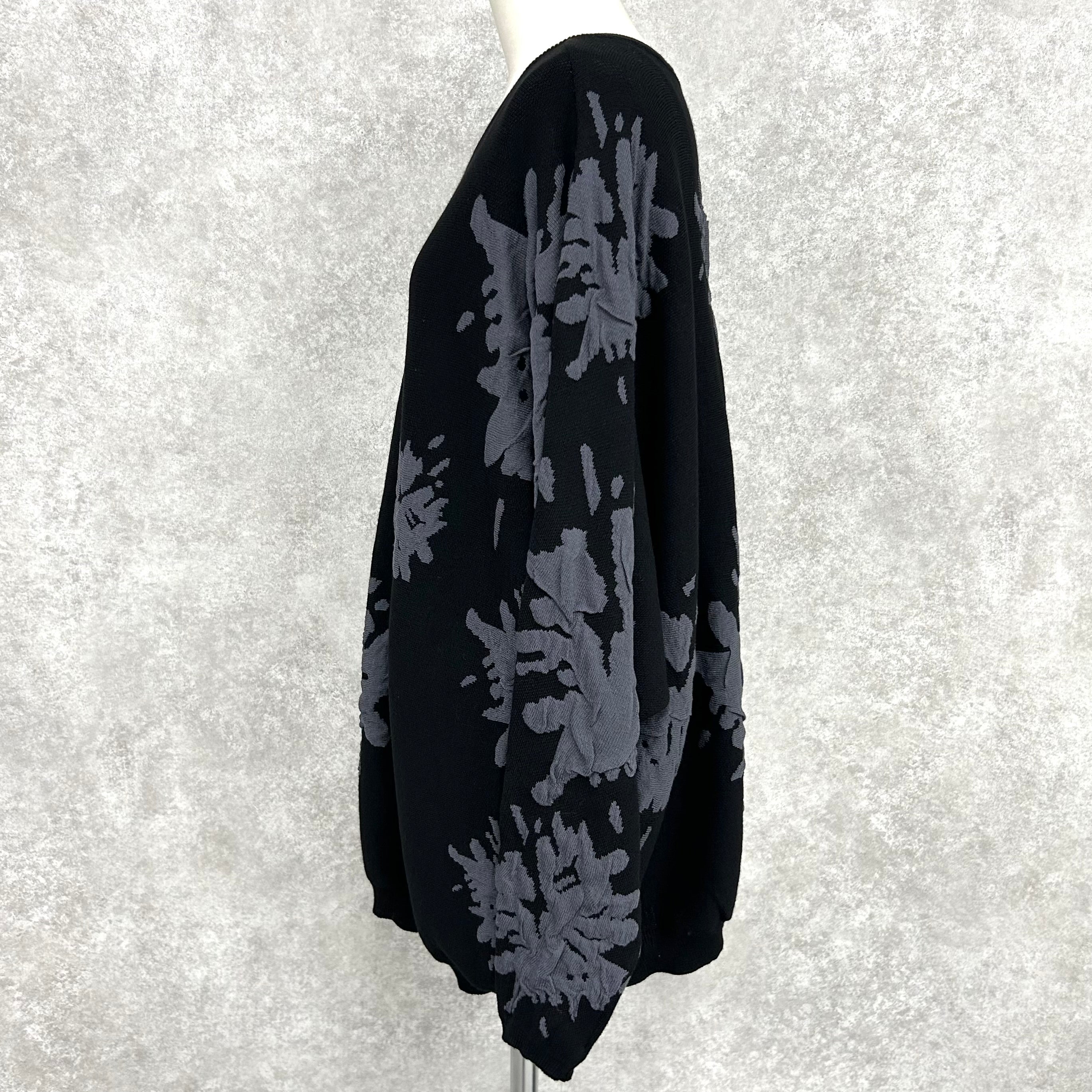 【ぞうねこオリジナル別注予約】レーヨンベースジャガードニット -ブラック-  ※ハンガー納品　※1/7〜13頃より順次発送予定