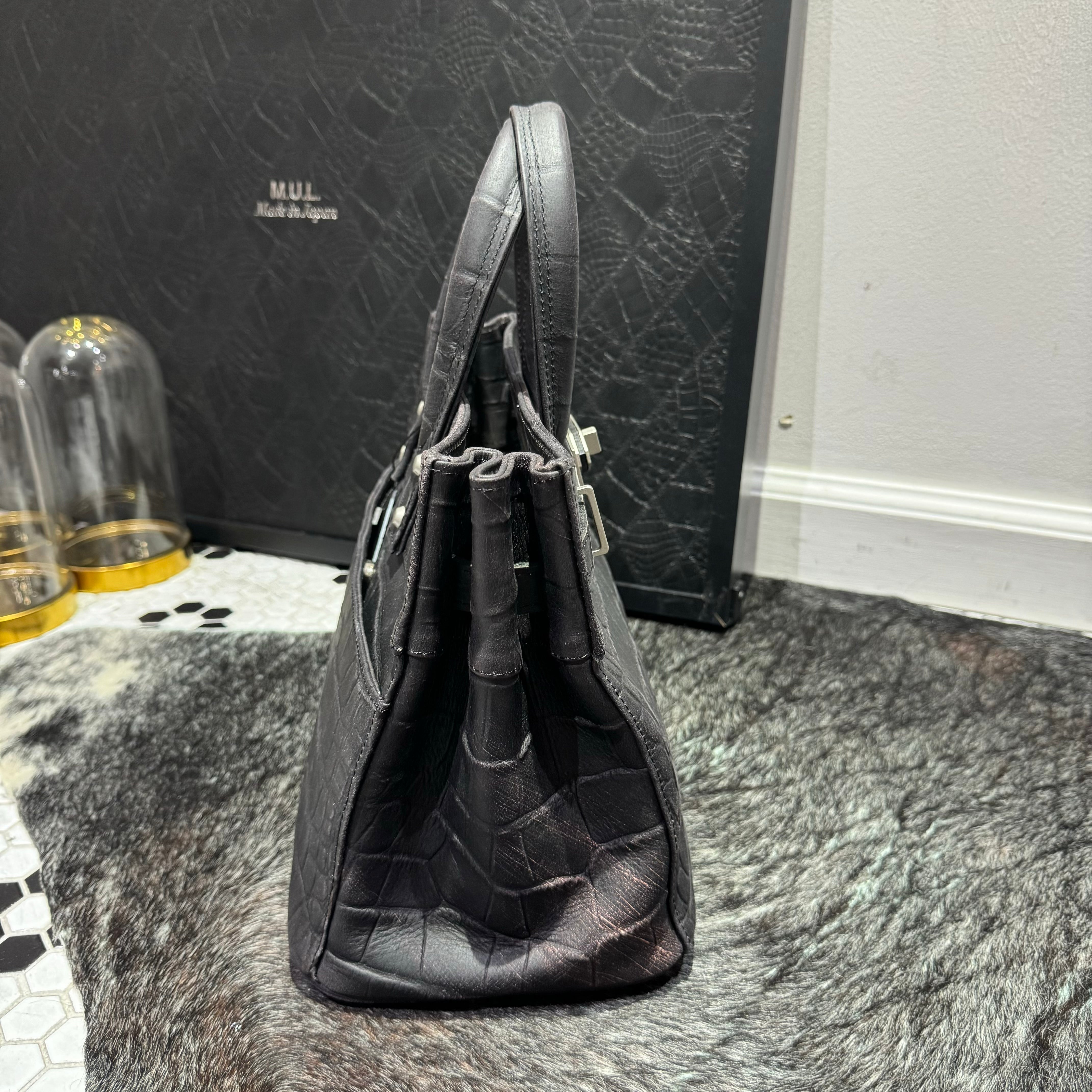 ⚠️予約【M.U.L.】stud seriesトート  クロコダイル型押し  - vintage ブラック-  ※R7. 6月末納品予定