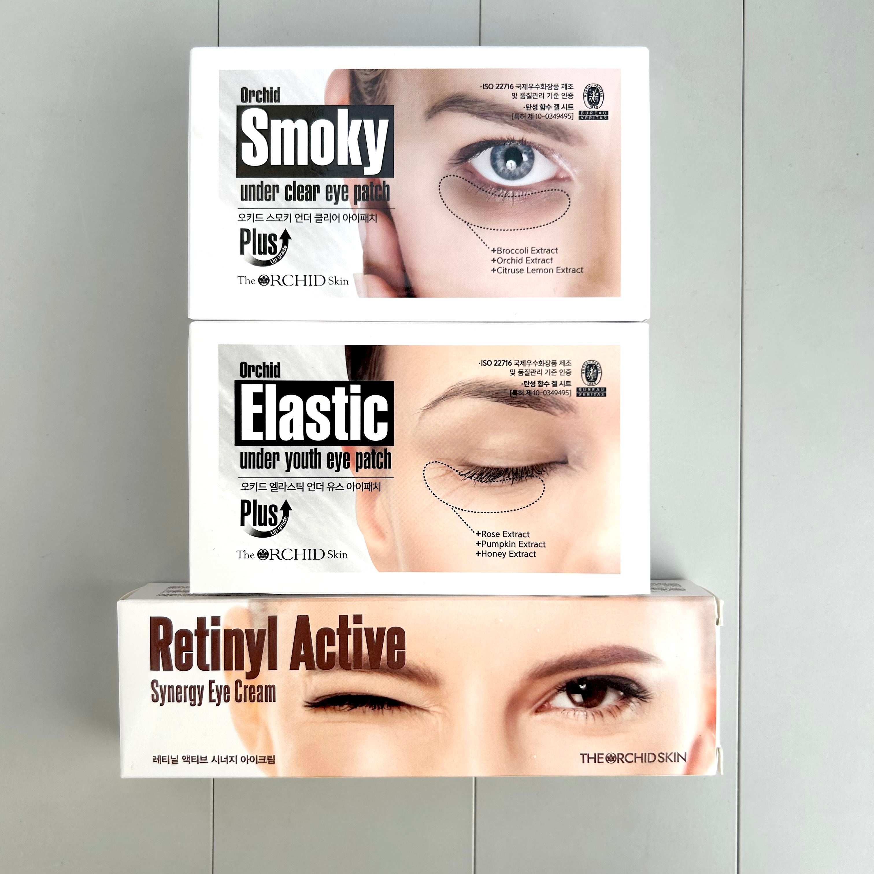 【アイパッチ2種類をご購入いただいた方限定ノベルティ付き✨】【The Orchid  Flower】オーキッド スモキー アンダー クリア アイ パッチ＋エラスティック アンダー ユース アイパッチ＋Retinyl Active シナジーアイクリームプレゼント付き　※10/21-28より順次発送予定