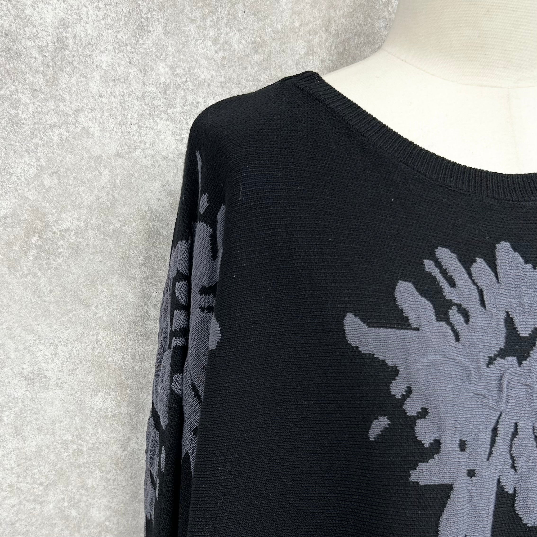 【ぞうねこオリジナル別注予約】レーヨンベースジャガードニット -ブラック-  ※ハンガー納品　※1/7〜13頃より順次発送予定