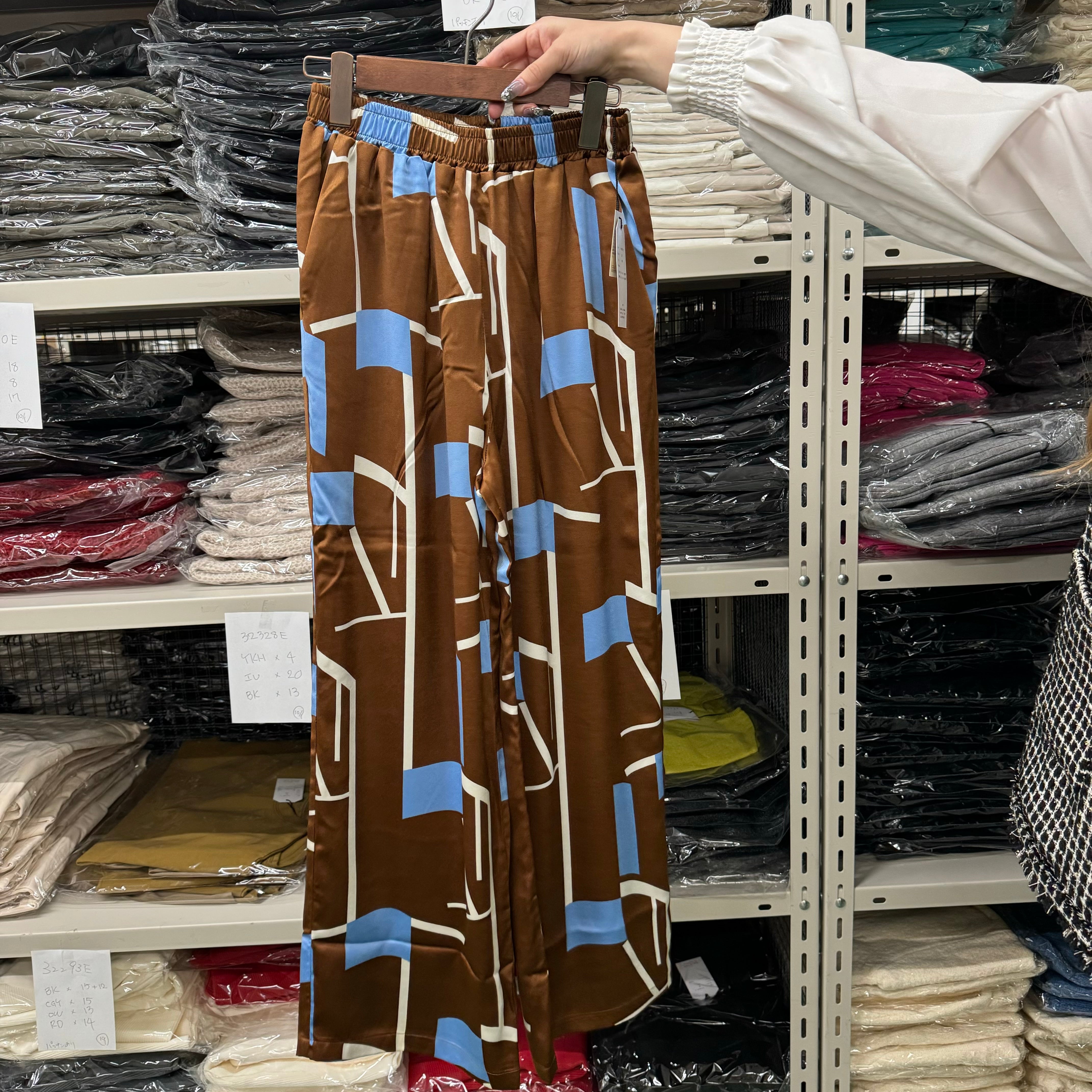 【Palm Riche】柄パンツ-ブラウン-　※10/22-28頃より順次配送予定