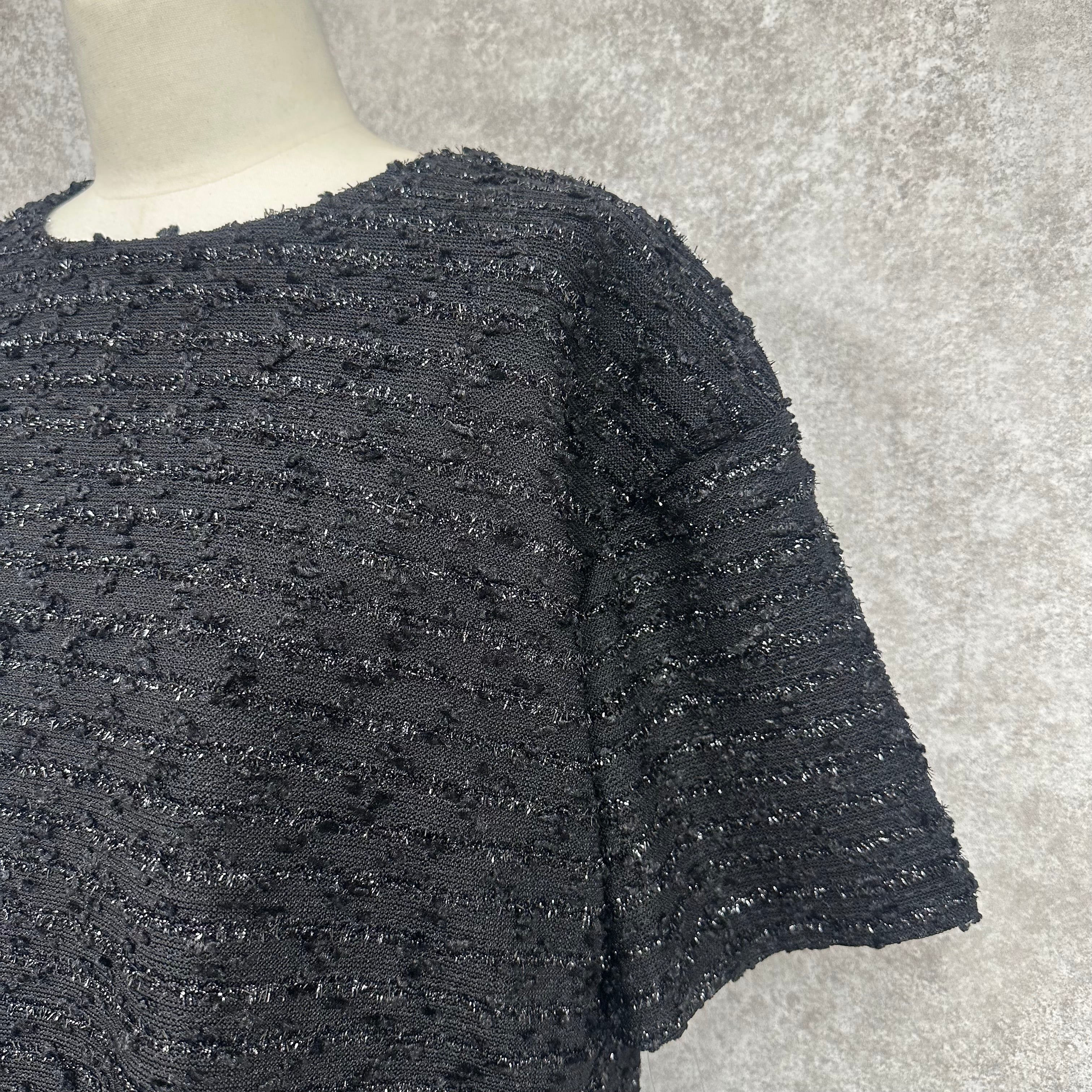 ツイード風トップス　ブラック　※1/21-27頃より順次配送予定