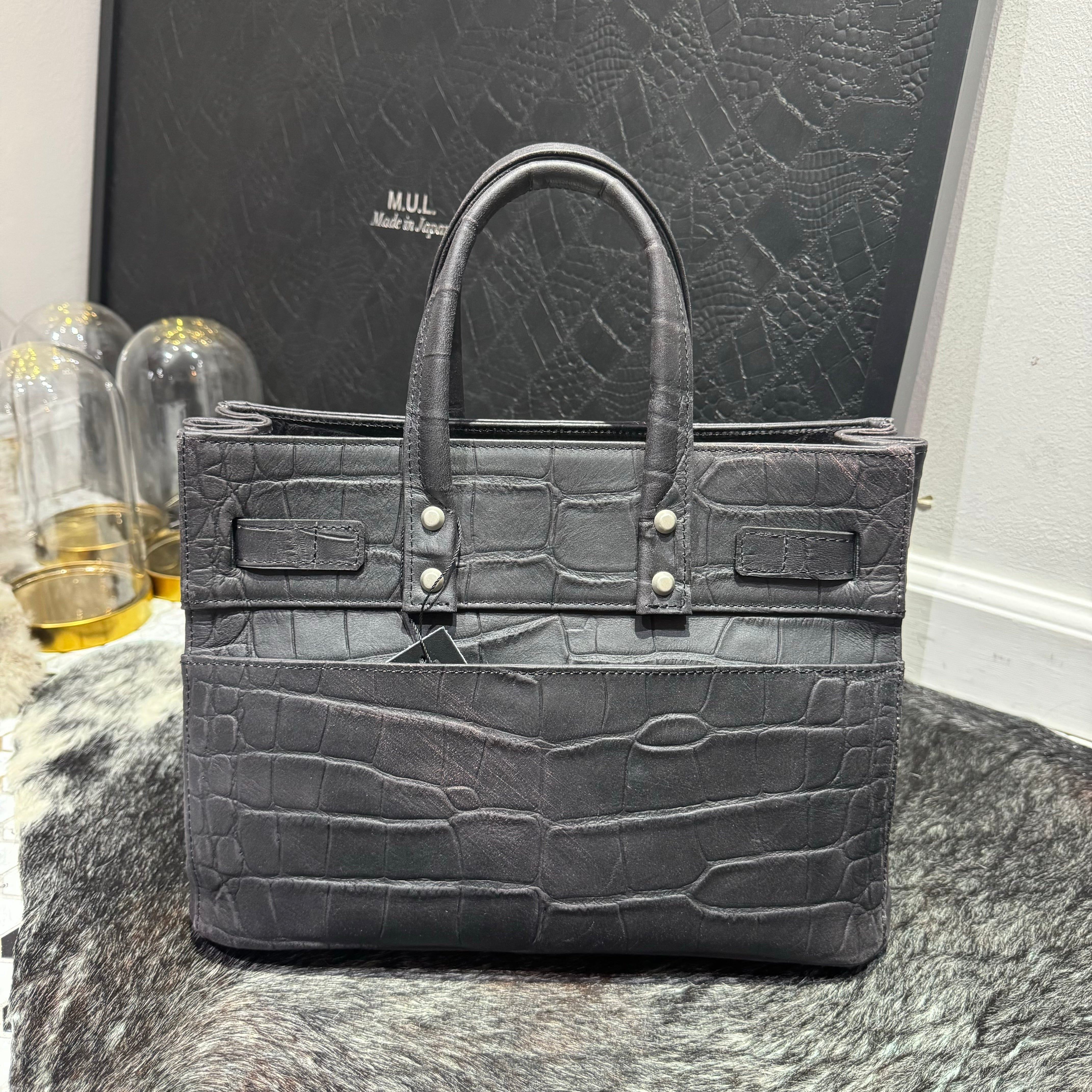 ⚠️予約【M.U.L.】stud seriesトート  クロコダイル型押し  - vintage ブラック-  ※R7. 6月末納品予定