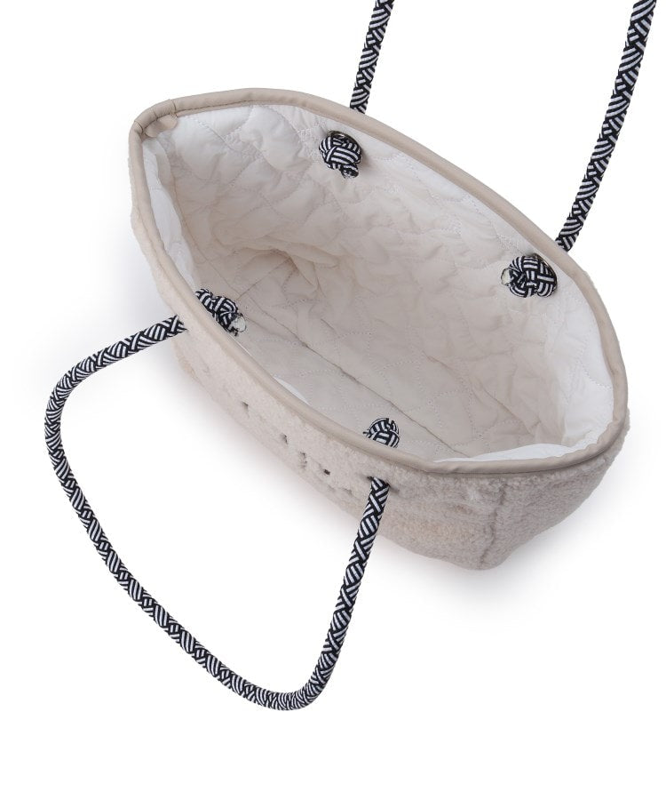 キルティング×ボア　リバーシブルバッグＭ　005 オフホワイト　※11月上旬〜中旬より順次配送
