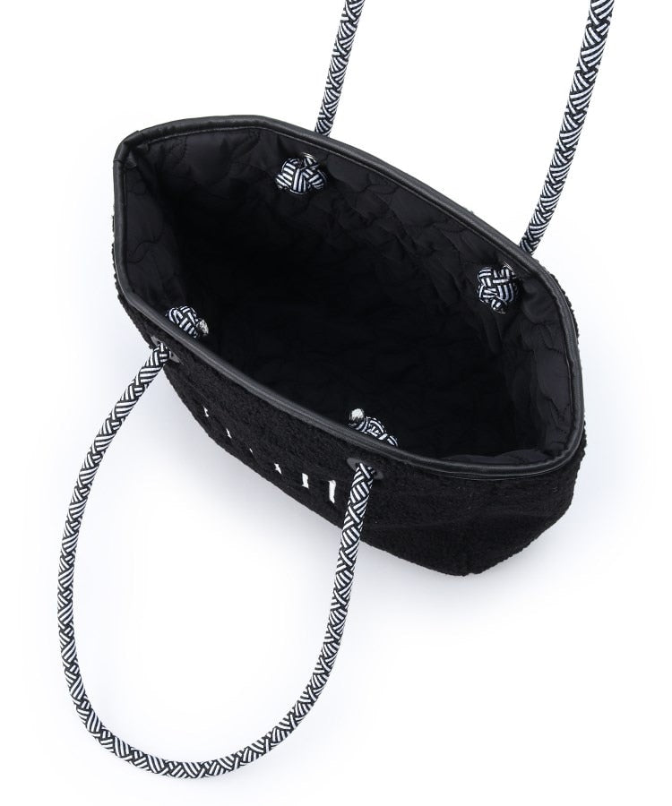 キルティング×ボア　リバーシブルバッグＭ　019 ブラック　※11月上旬〜中旬より順次配送