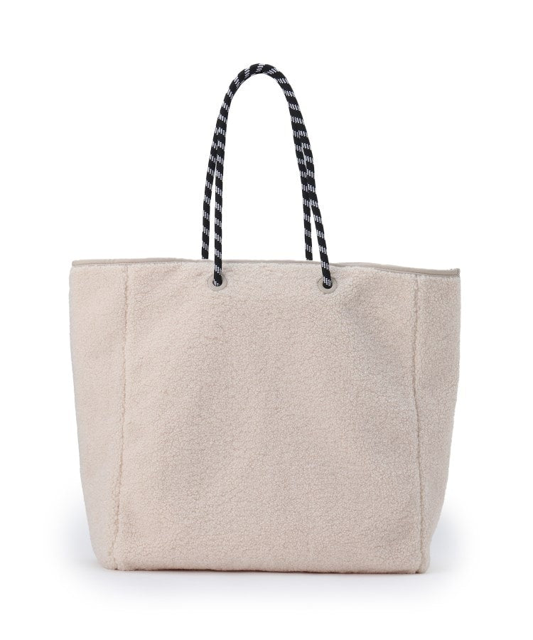 キルティング×ボア　リバーシブルバッグＬ　ベージュ　※11月上旬〜中旬より順次配送