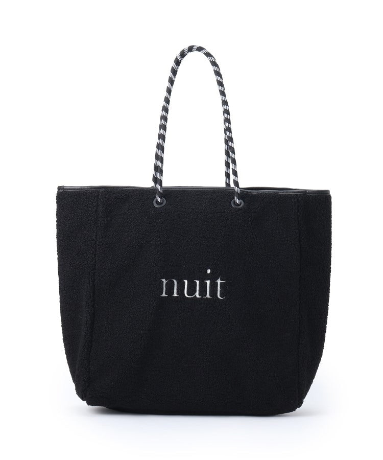 キルティング×ボア　リバーシブルバッグＬ　019 ブラック　※11月上旬〜中旬より順次配送