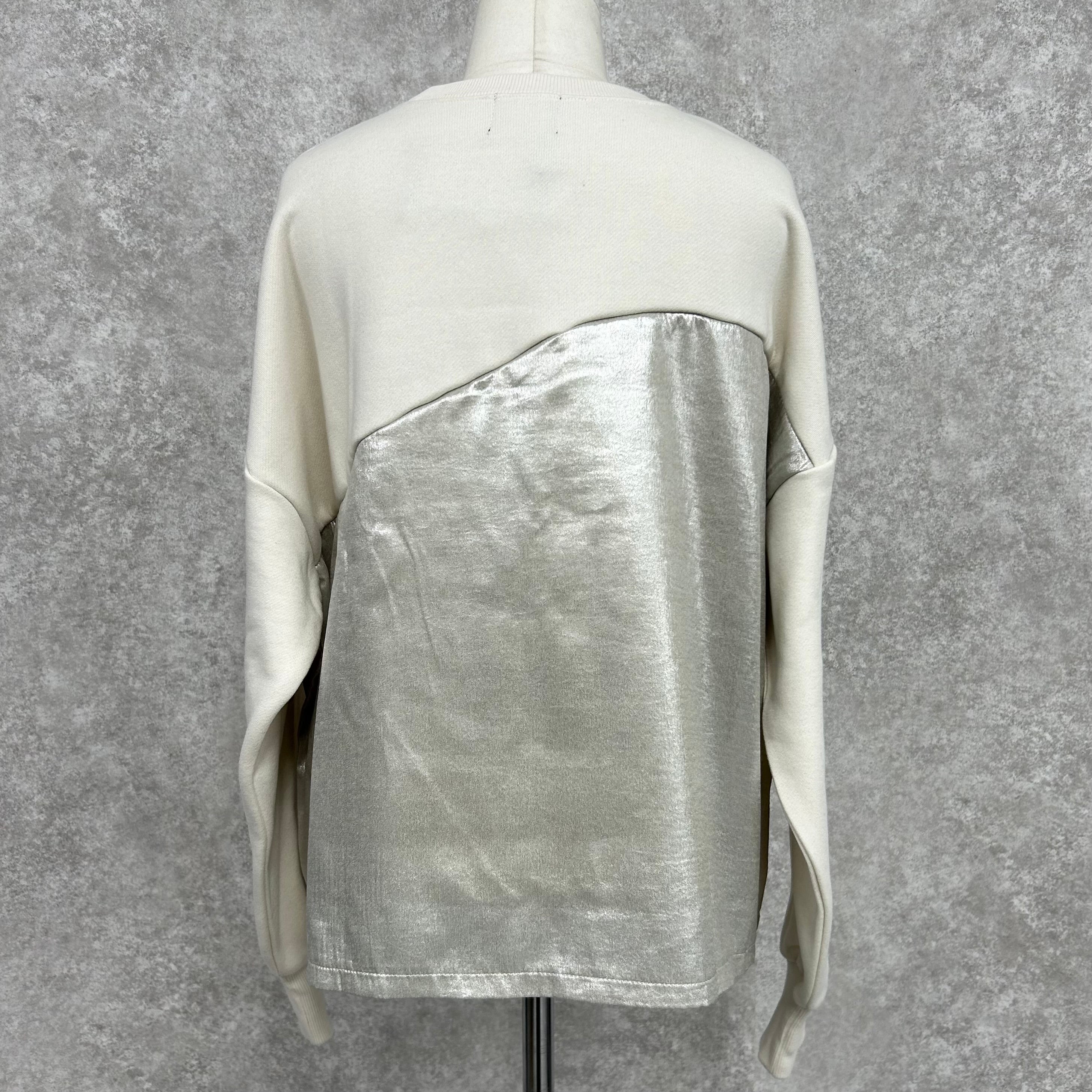 メタリック布き切り替えプルオーバー  -エクリュ×アイボリー-　※12/3-9頃より順次発送