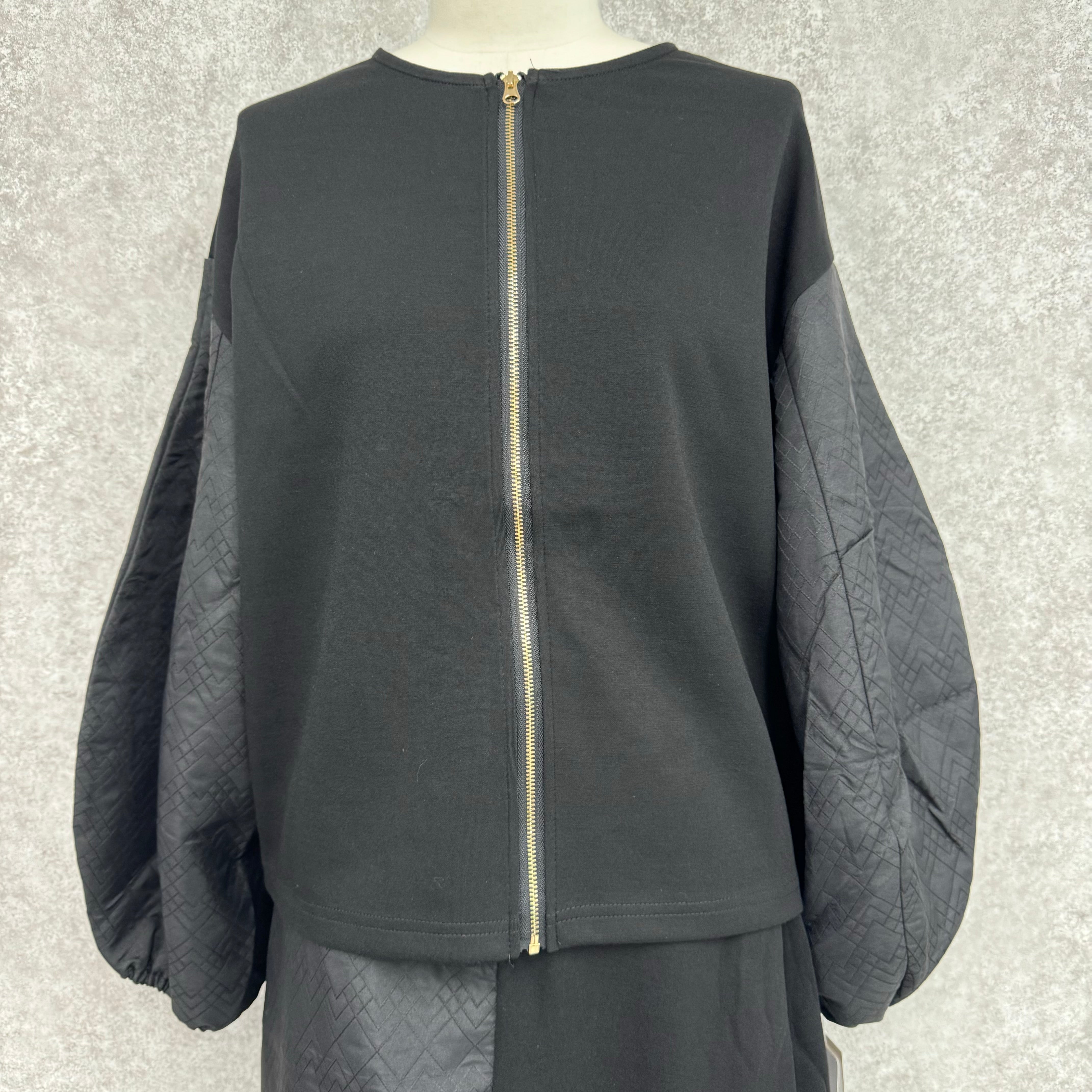 幾何学柄スリーブジャケット　ブラック　※10/15-21頃より順次配送予定