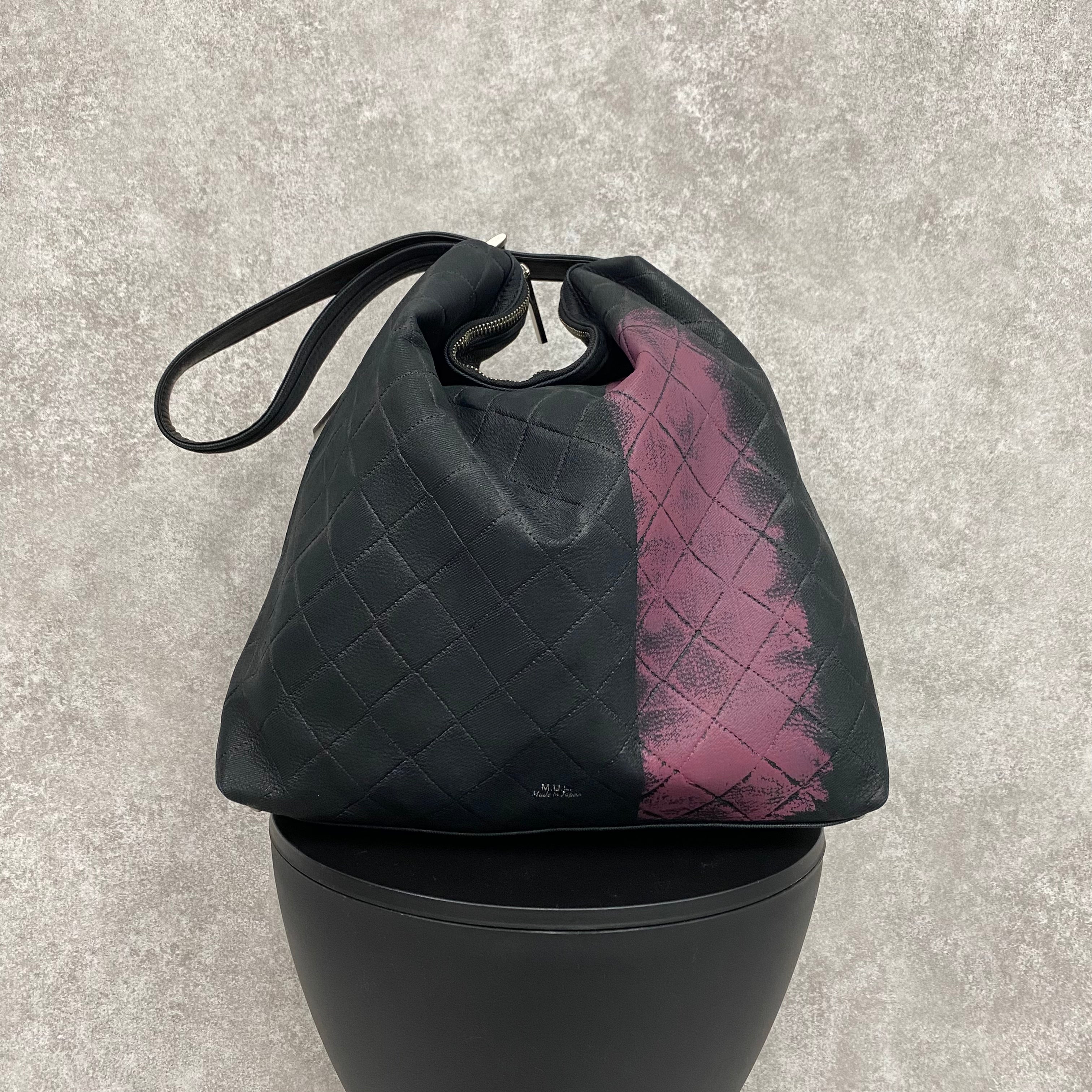 【MUL095-PK】ドロップ2way M デニムレザーキルティング型押し ピンクライン　※10/29〜11/2より順次配送