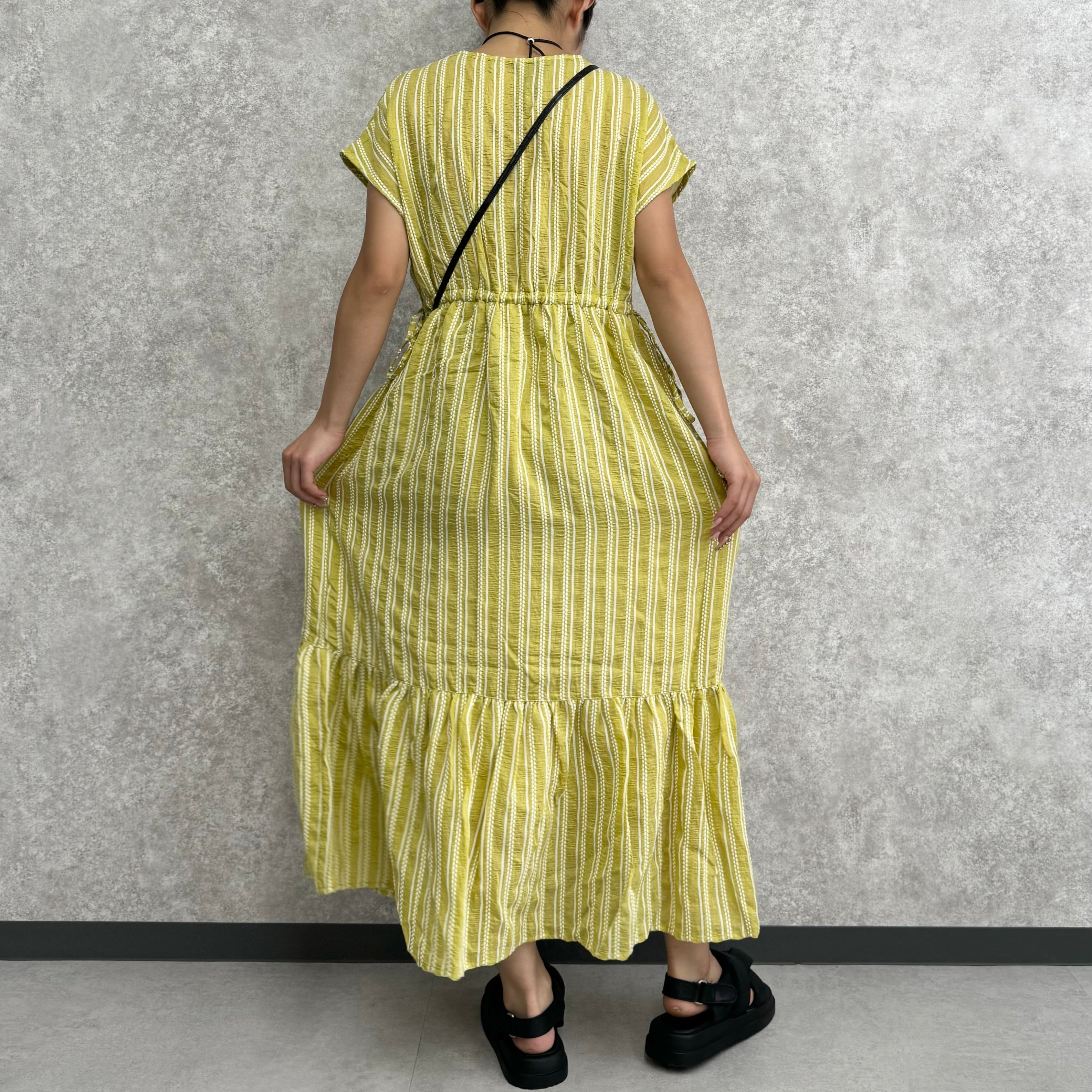 ストライプワンピース -ジンジャーイエロー-  ※9/10〜16より順次発送予定