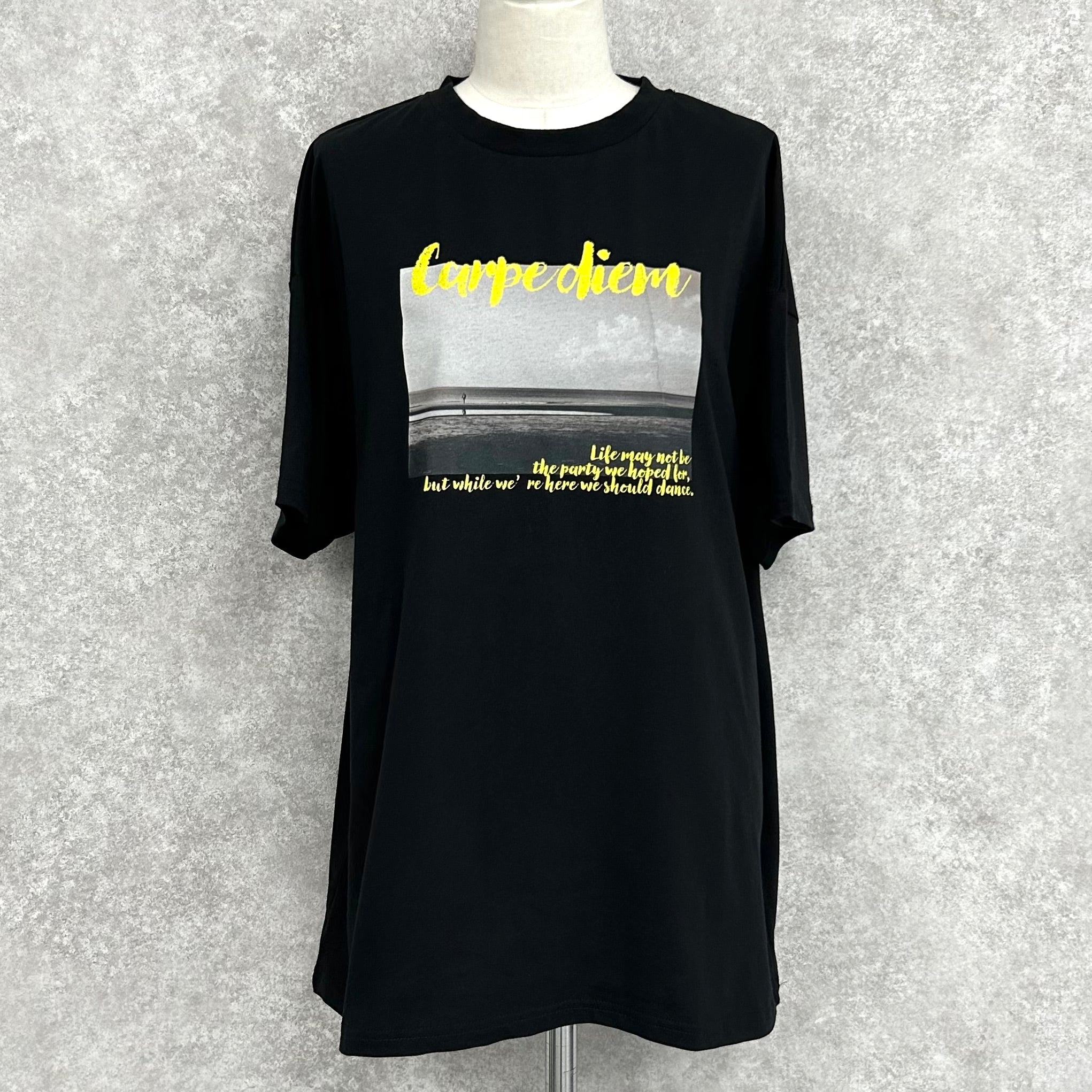 天竺フォトプリント×カラーロゴオーバーサイズTシャツ　-ブラック-　※7/30〜8/5順次発送予定