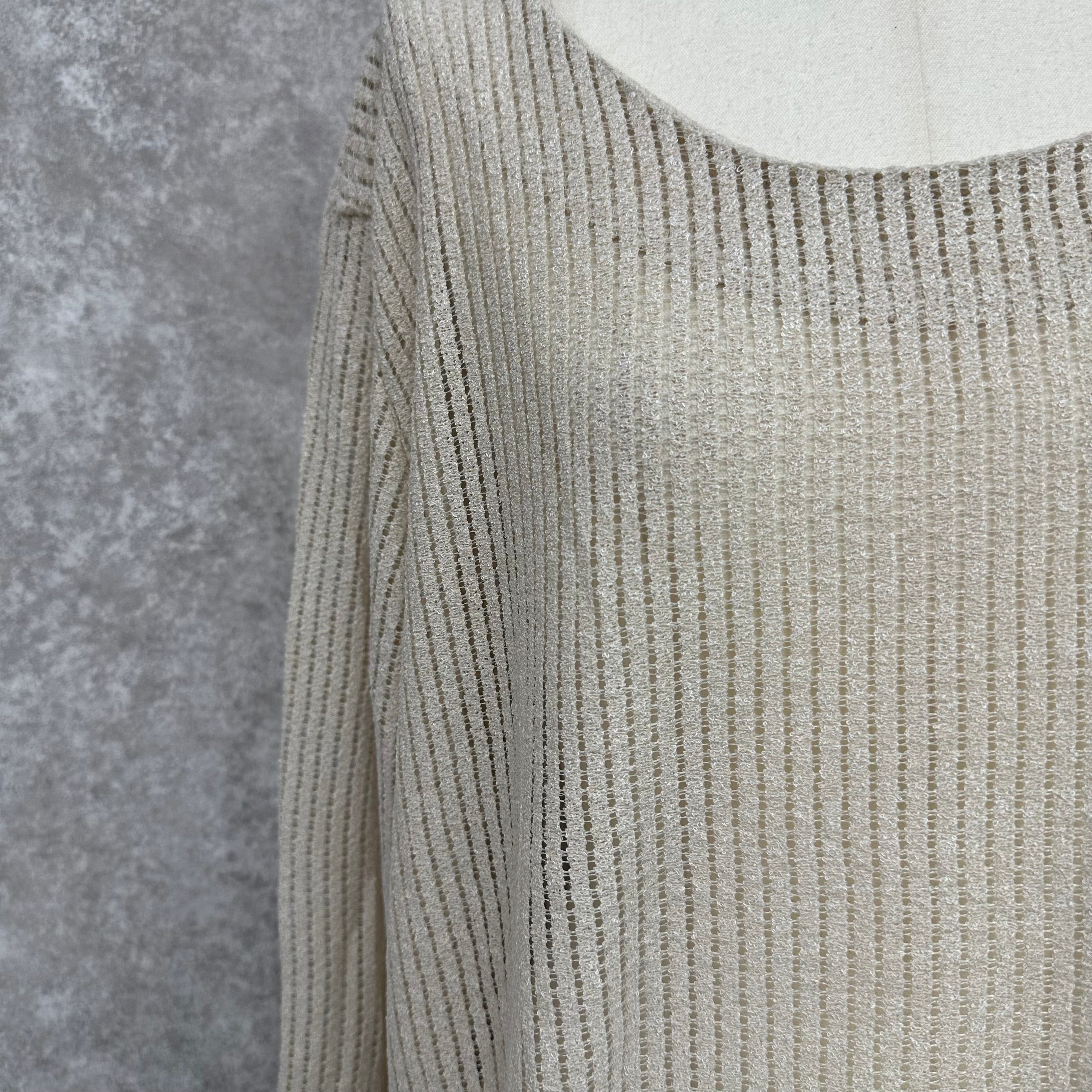 オーバーサイズストライプメッシュトップス　ベージュ　※10/15-21頃より順次配送予定