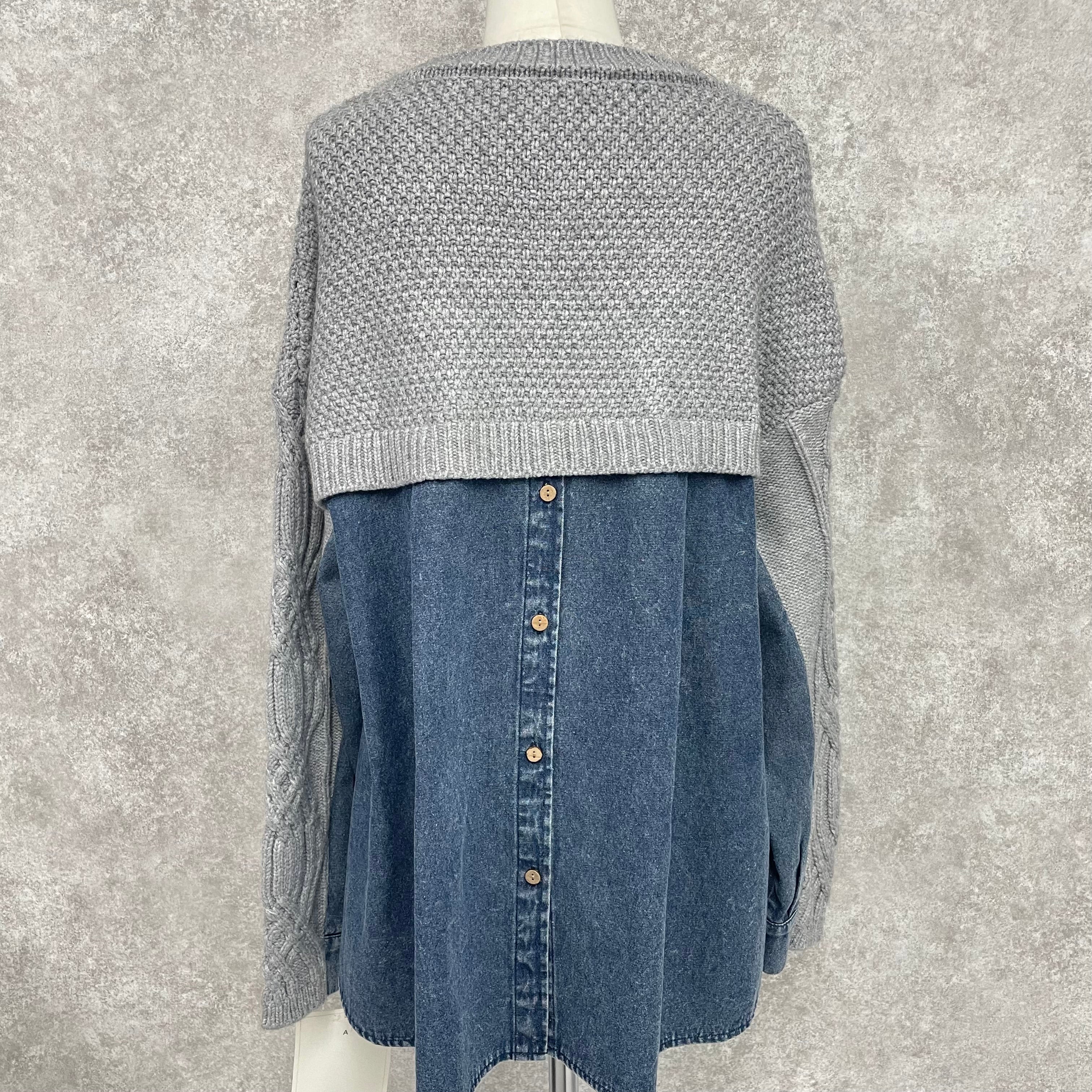 デニムドッキングトップス -グレー-　※10/22~28頃より順次発送　※ハンガー納品