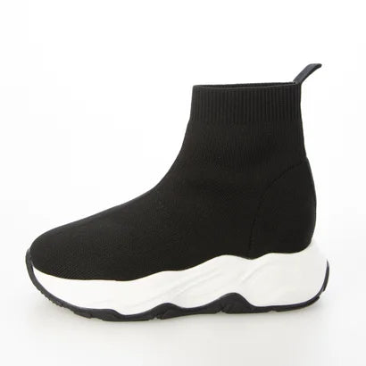 【EVOL】ニットショートスニーカーブーツ   -ブラック-　※11/5〜11より順次発送