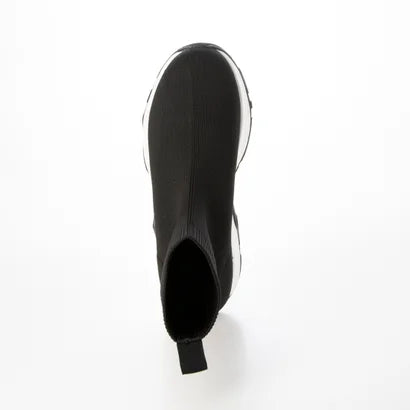 【EVOL】ニットショートスニーカーブーツ   -ブラック-　※11/5〜11より順次発送