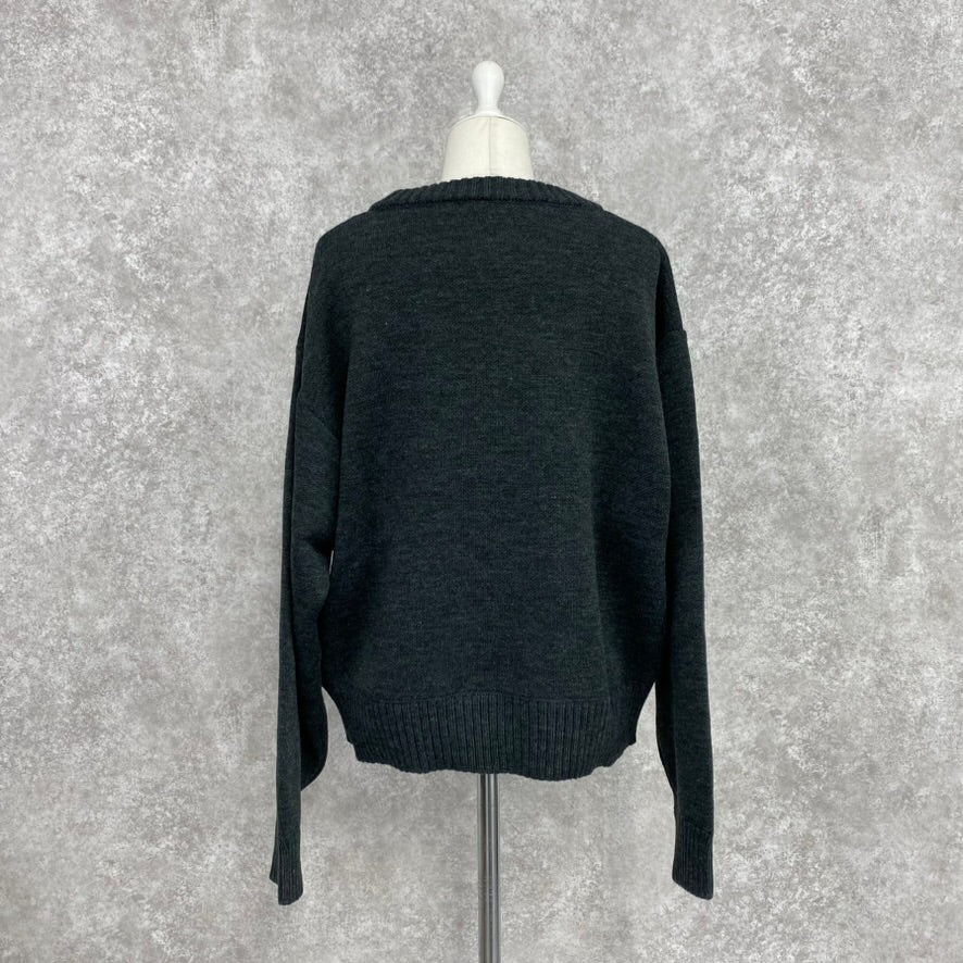 箔プリントニットプルオーバー -チャコール-　※11/5〜11より順次発送