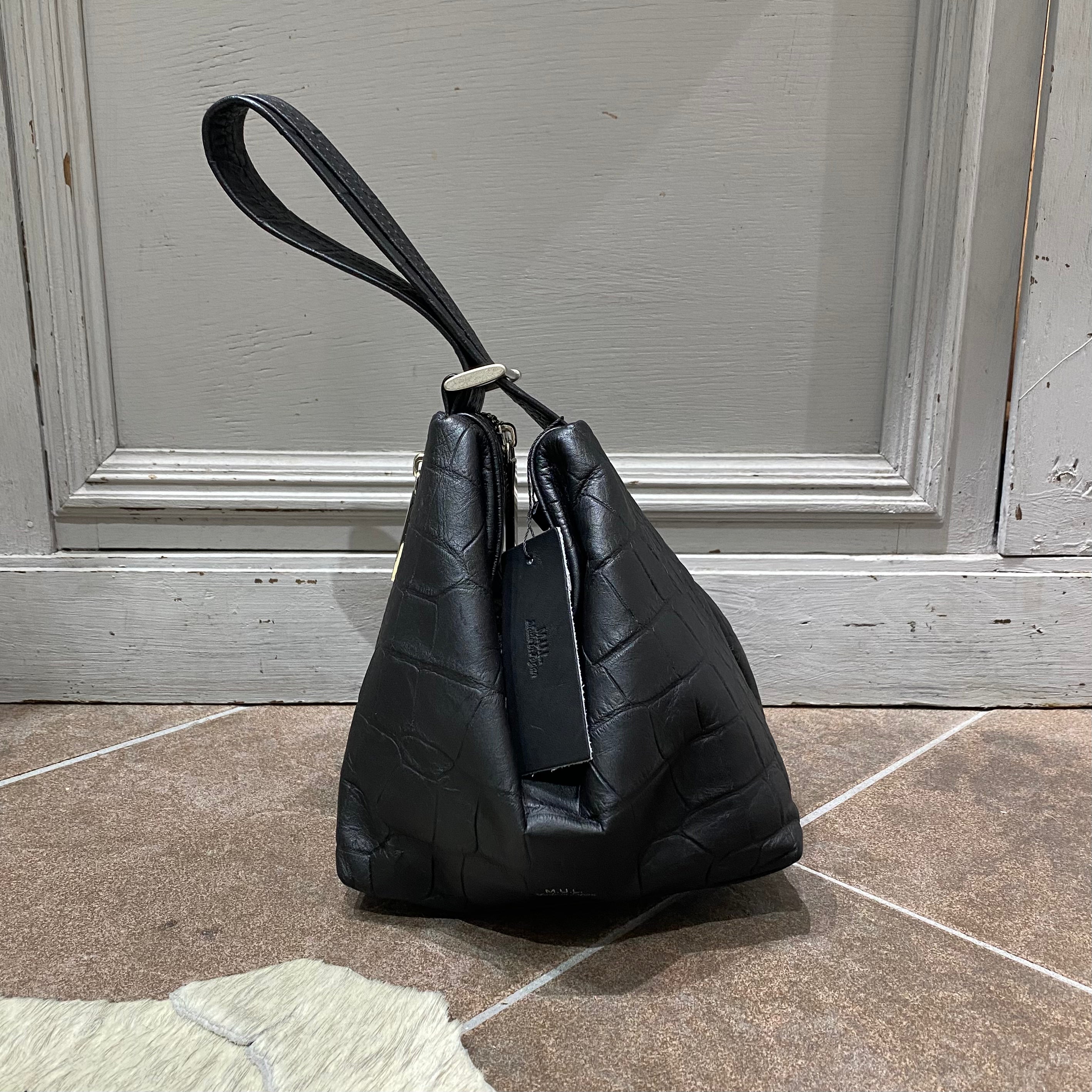 ⚠️予約【M.U.L.】ドロップ 2way クロコダイル型押し -ブラック-　※R7. 6月末納品予定