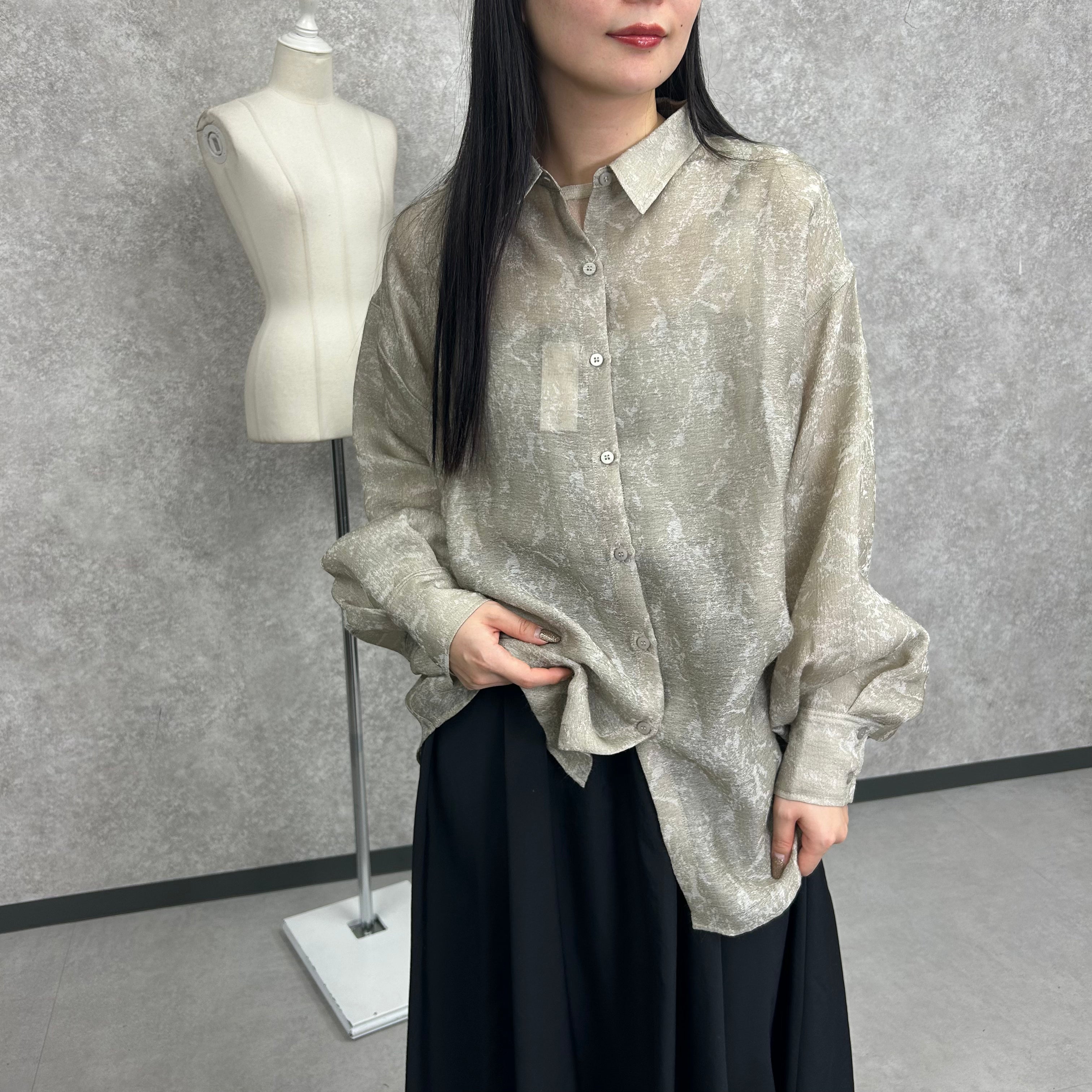 シアーニュアンスパターンシャツ　イエロー　※3/5〜11より順次発送予定