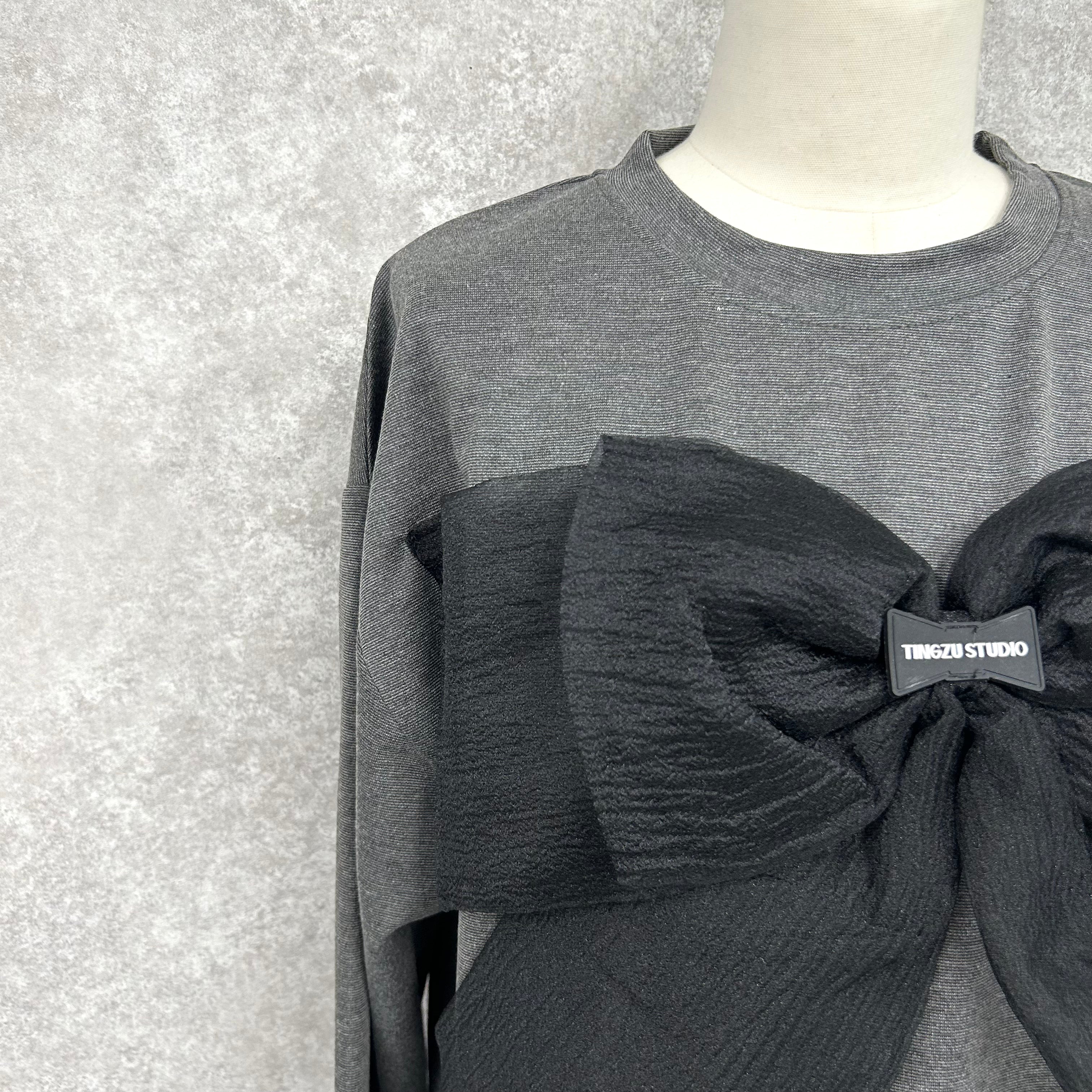 BIGリボントップス -グレー- ※10/15〜21より配送予定