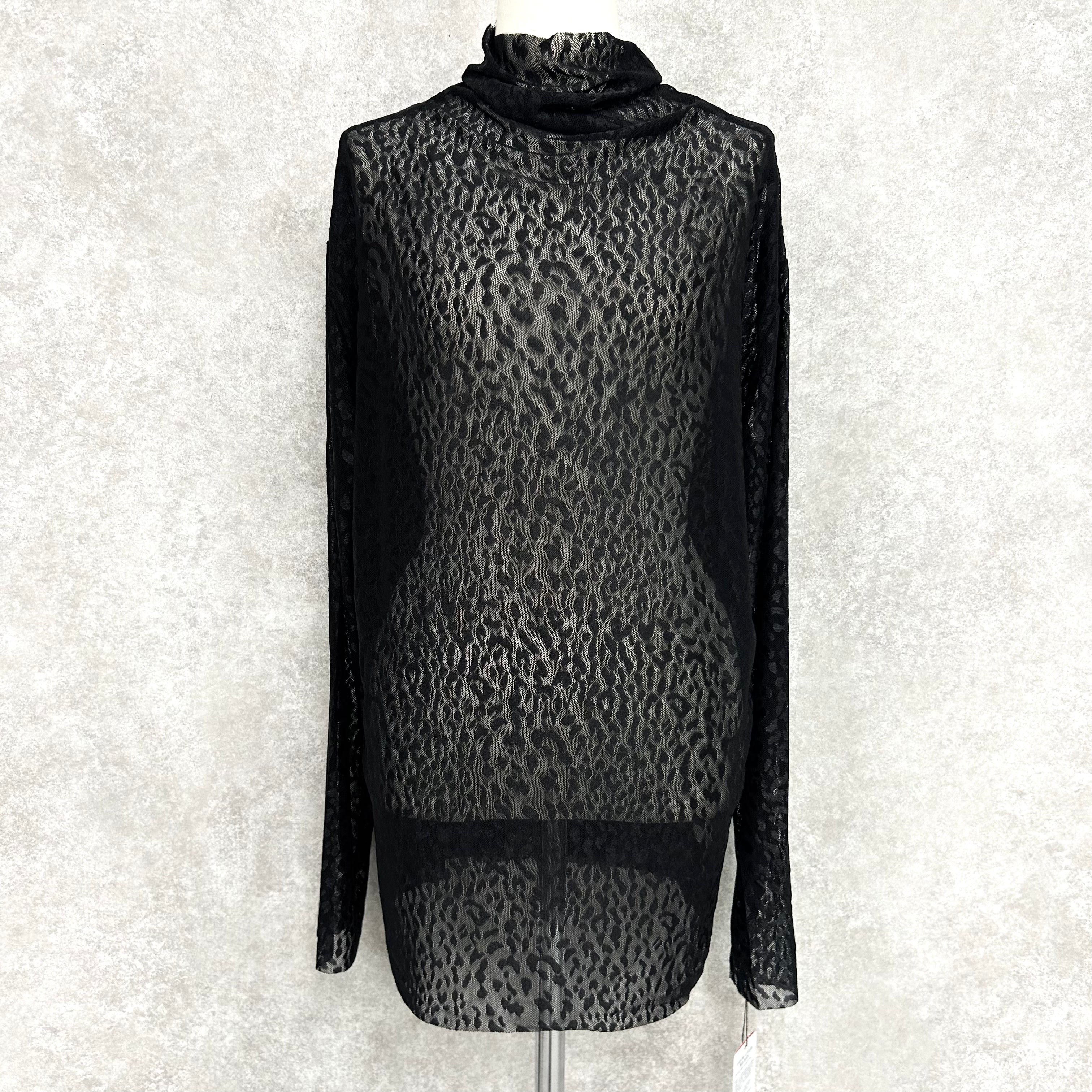 レオパード柄シースルートップス　-ブラック-　※10/15-21頃より順次配送予定