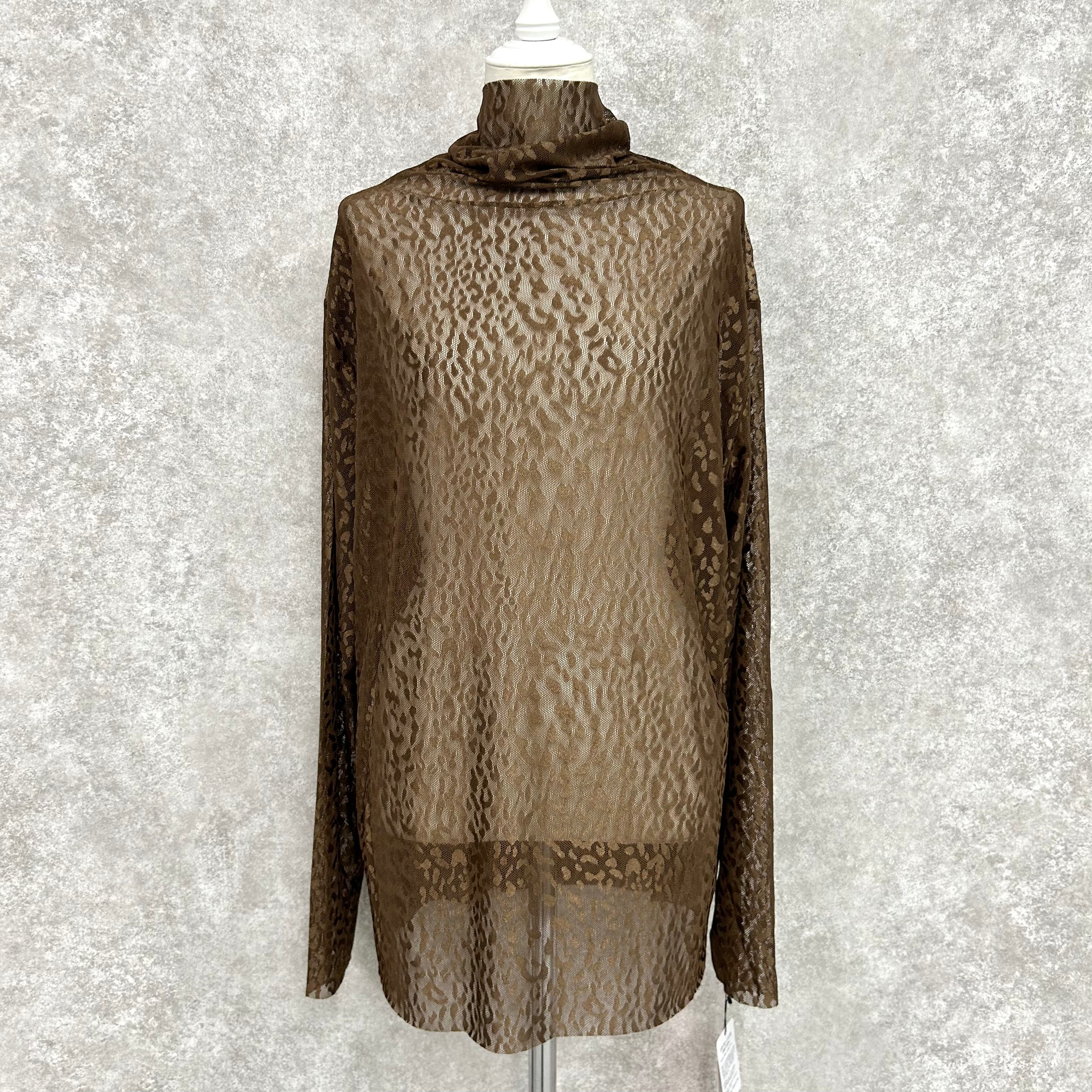 レオパード柄シースルートップス　-ブラウン-　※10/15-21頃より順次配送予定