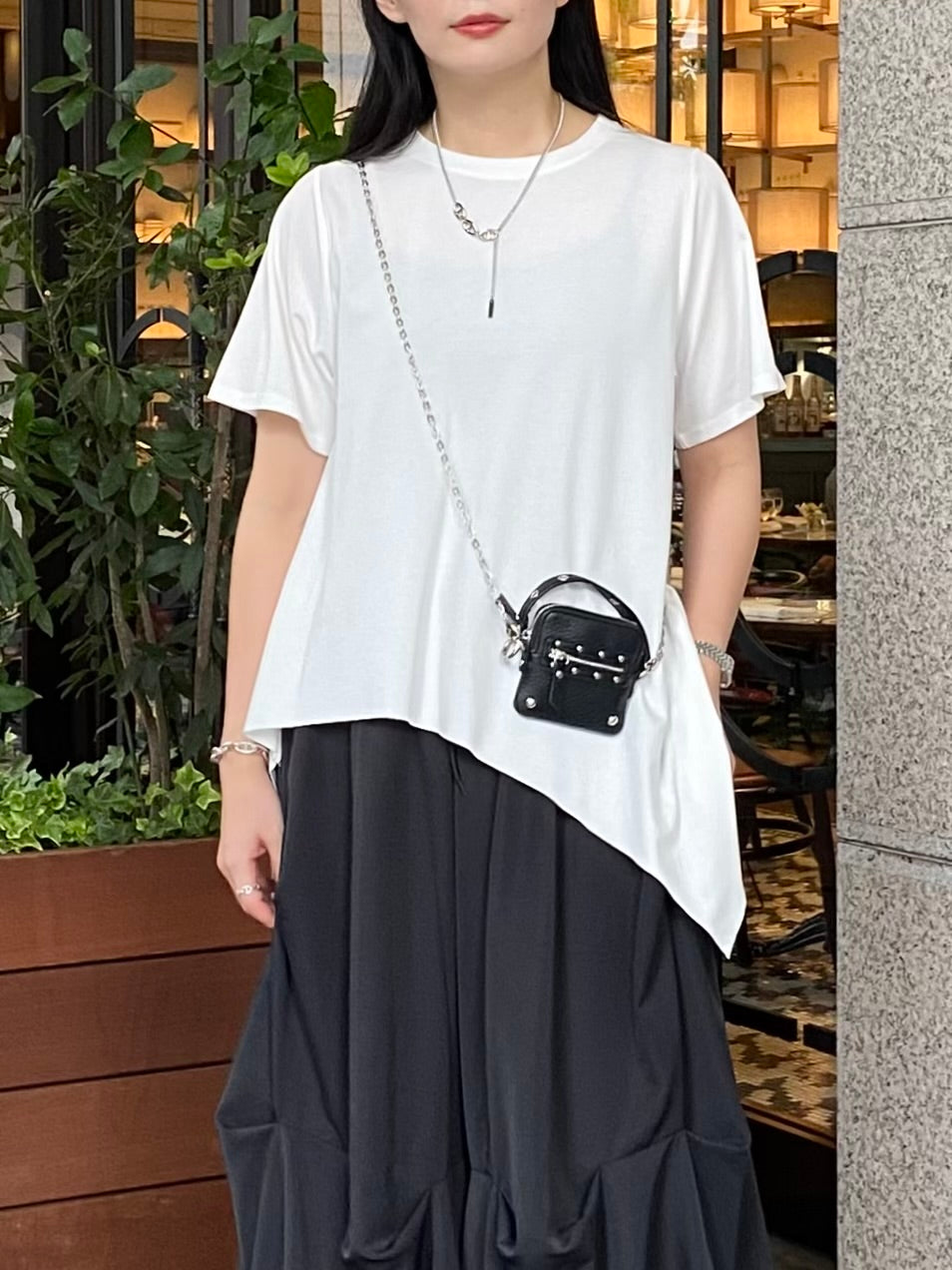 【ASYMM】RANDOM CUT TEE -white-