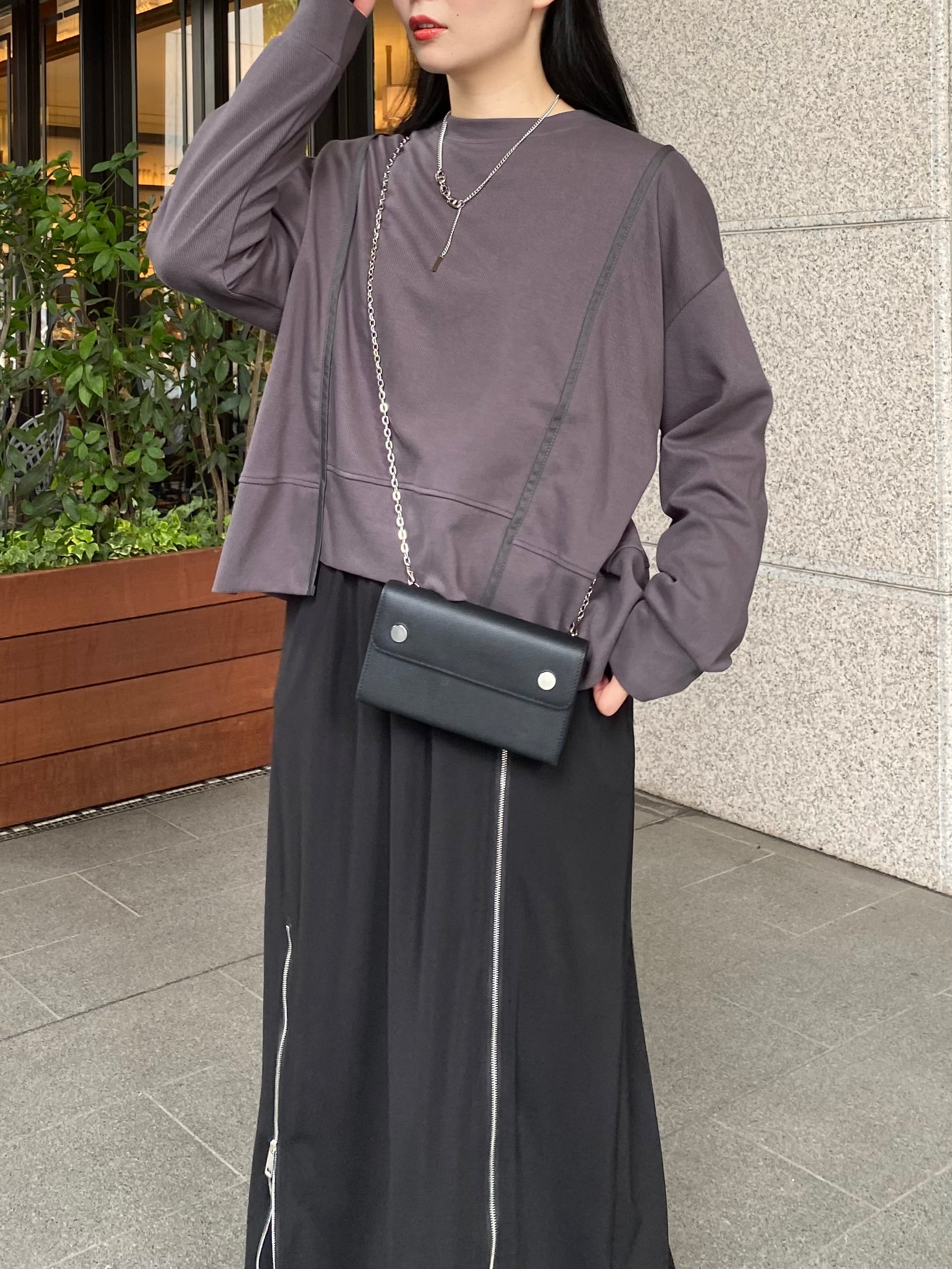 【ASYMM】LINE ZIP SWEAT -charcoal-