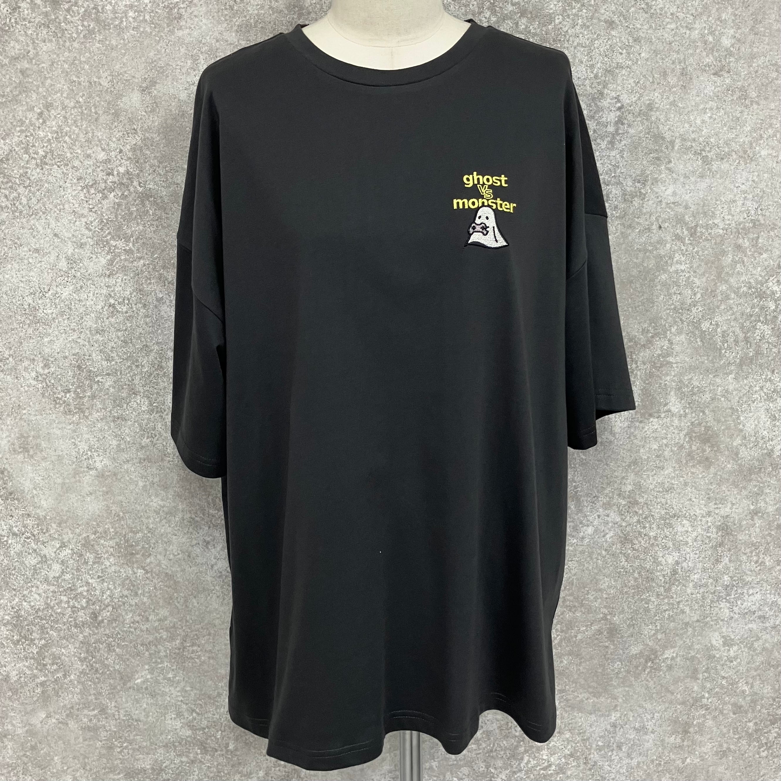 ゲームおばけ刺繍&プリントBIG Tシャツ　-ブラック-　 ※7/30-8/5迄に順次発送予定