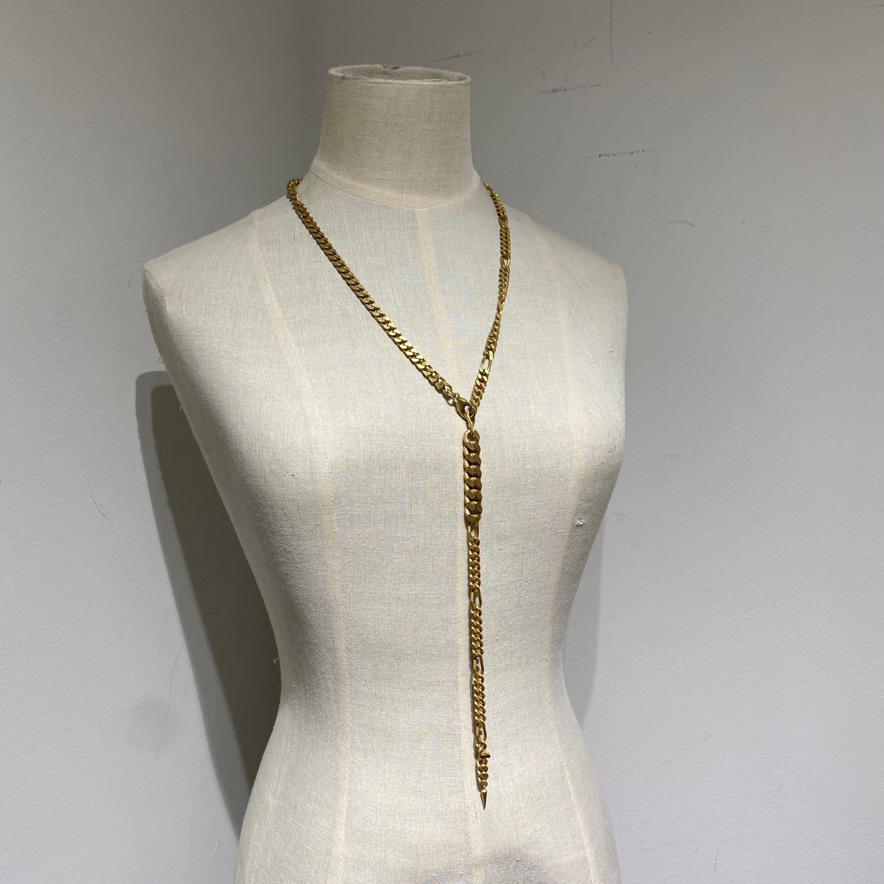 ⚠️予約【MULA001-101012】チェーンラリエットネックレス -マットゴールド-　※R7. 6月末納品予定