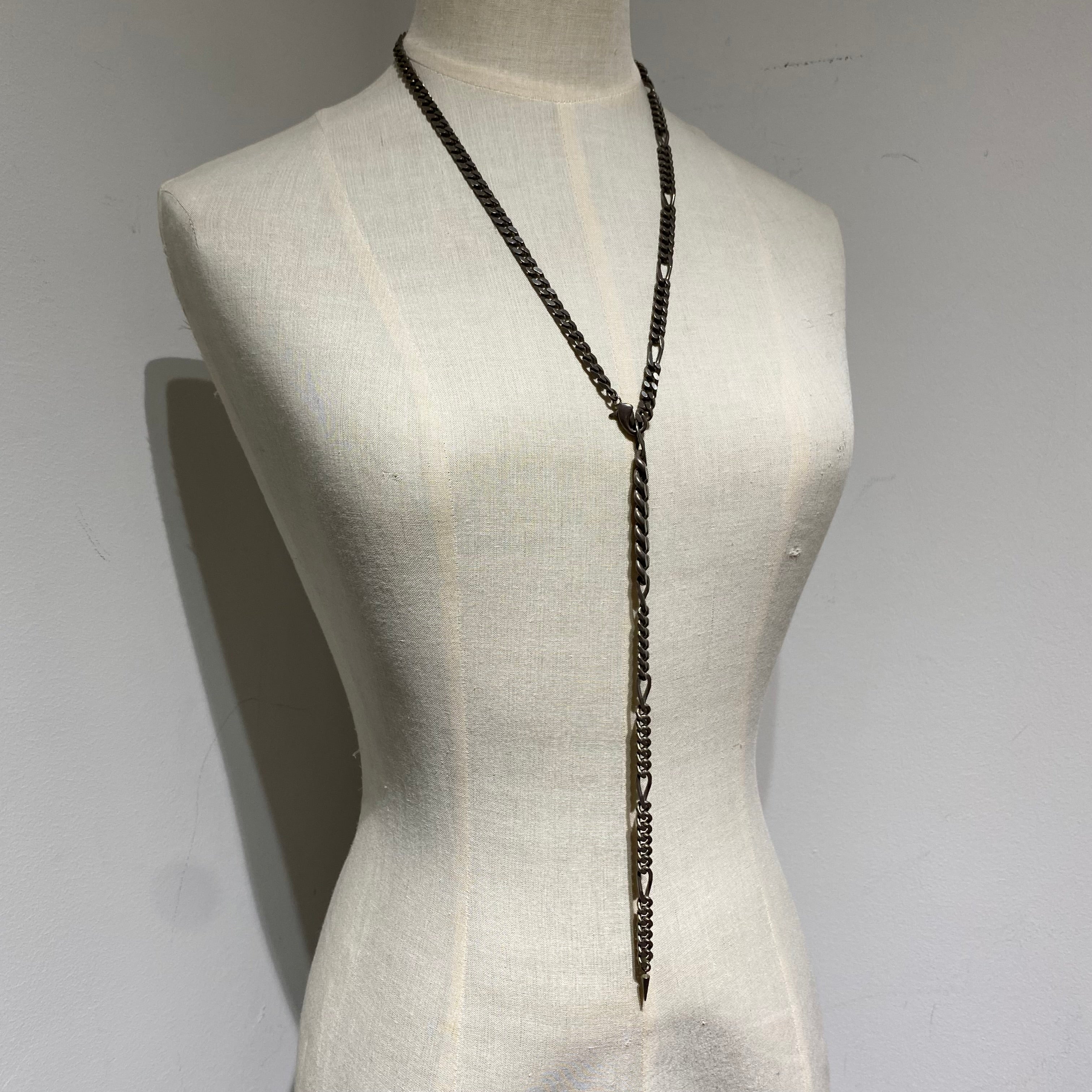 ⚠️予約【MULA001-102022】チェーンラリエットネックレス -マットグレー-　※R7. 6月末納品予定