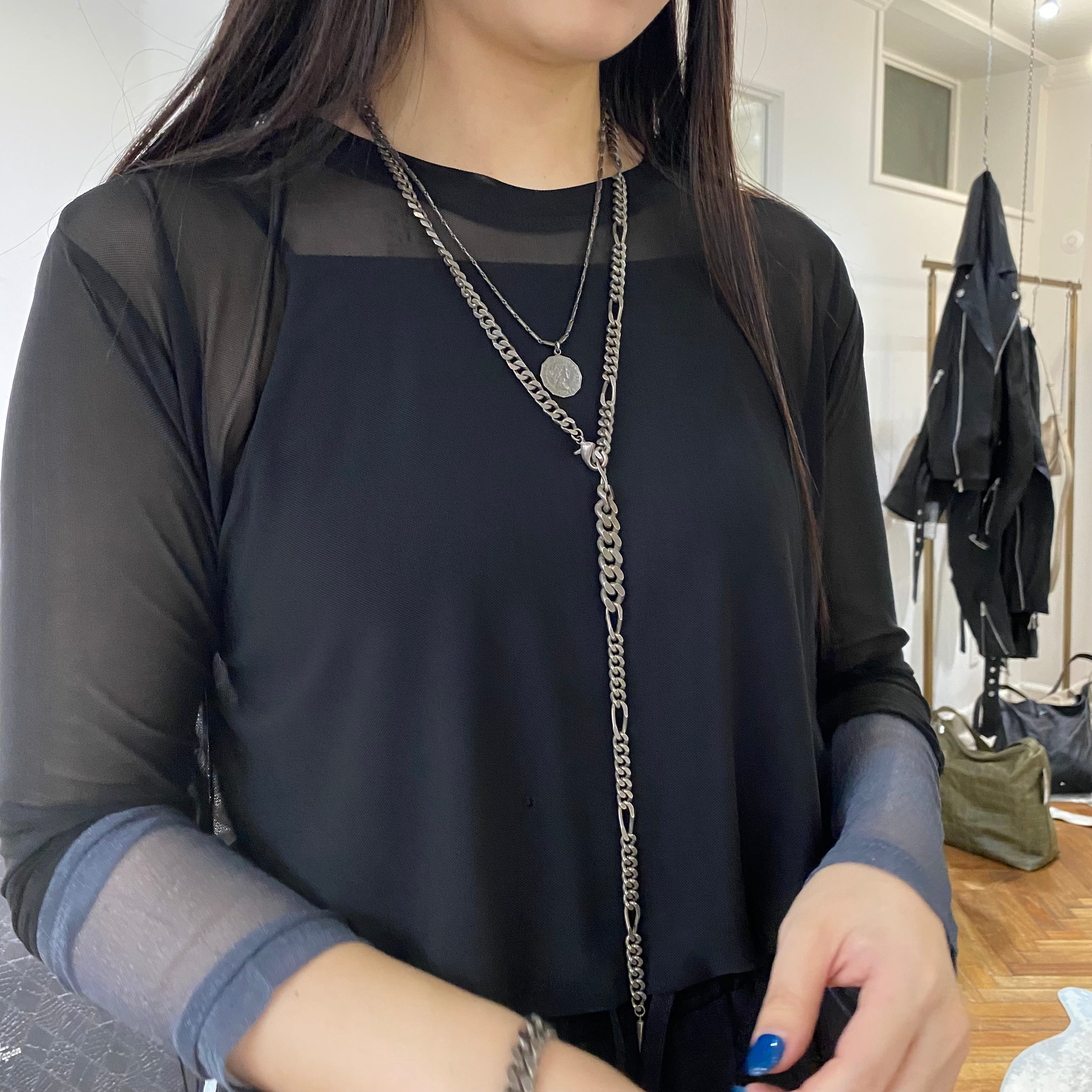 ⚠️予約【MULA001-102022】チェーンラリエットネックレス -マットグレー-　※R7. 6月末納品予定