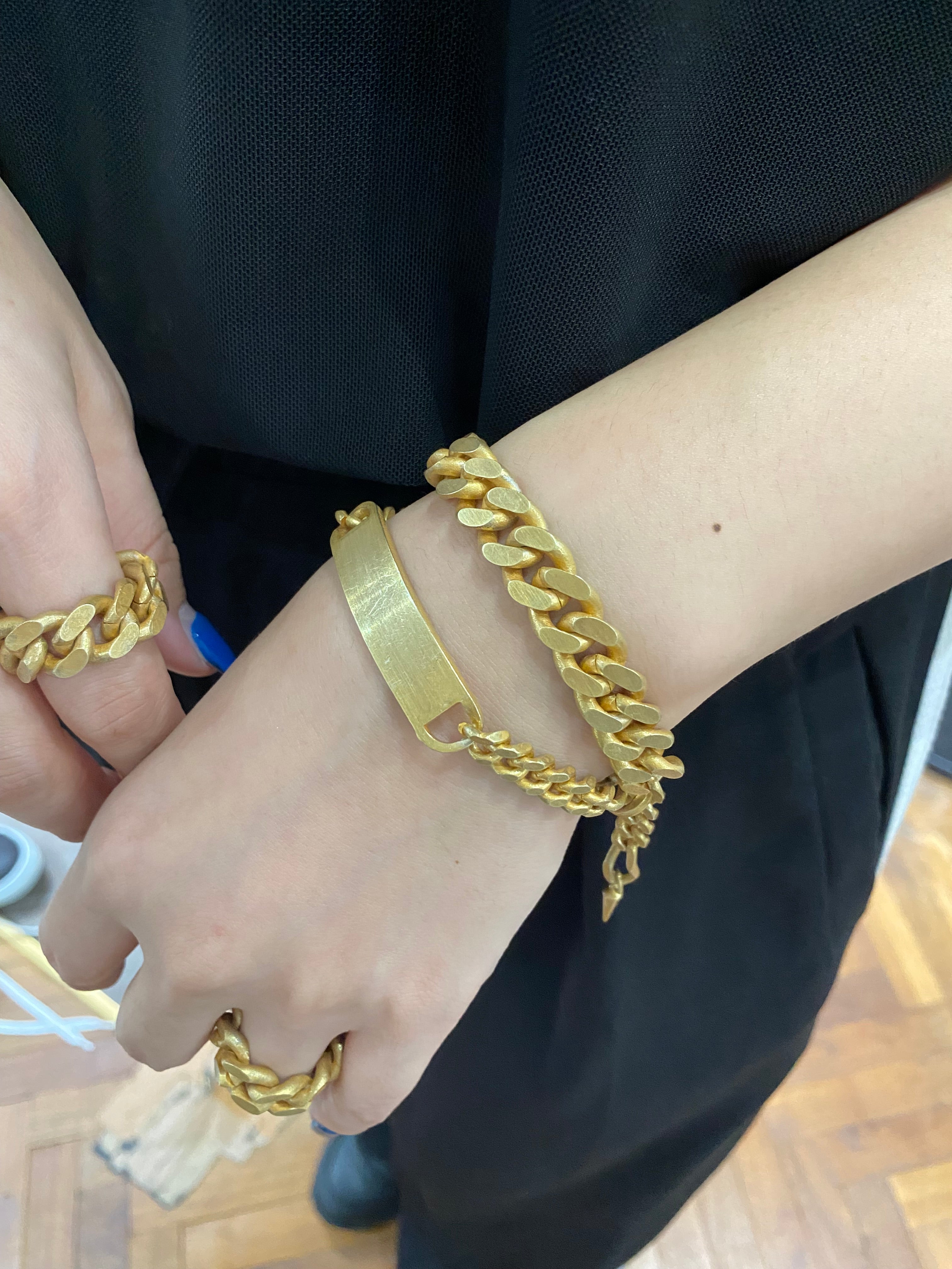 ⚠️予約【MULA002-101012】プレートダブルチェーンブレスレット -マットゴールド-　※R7. 6月末納品予定