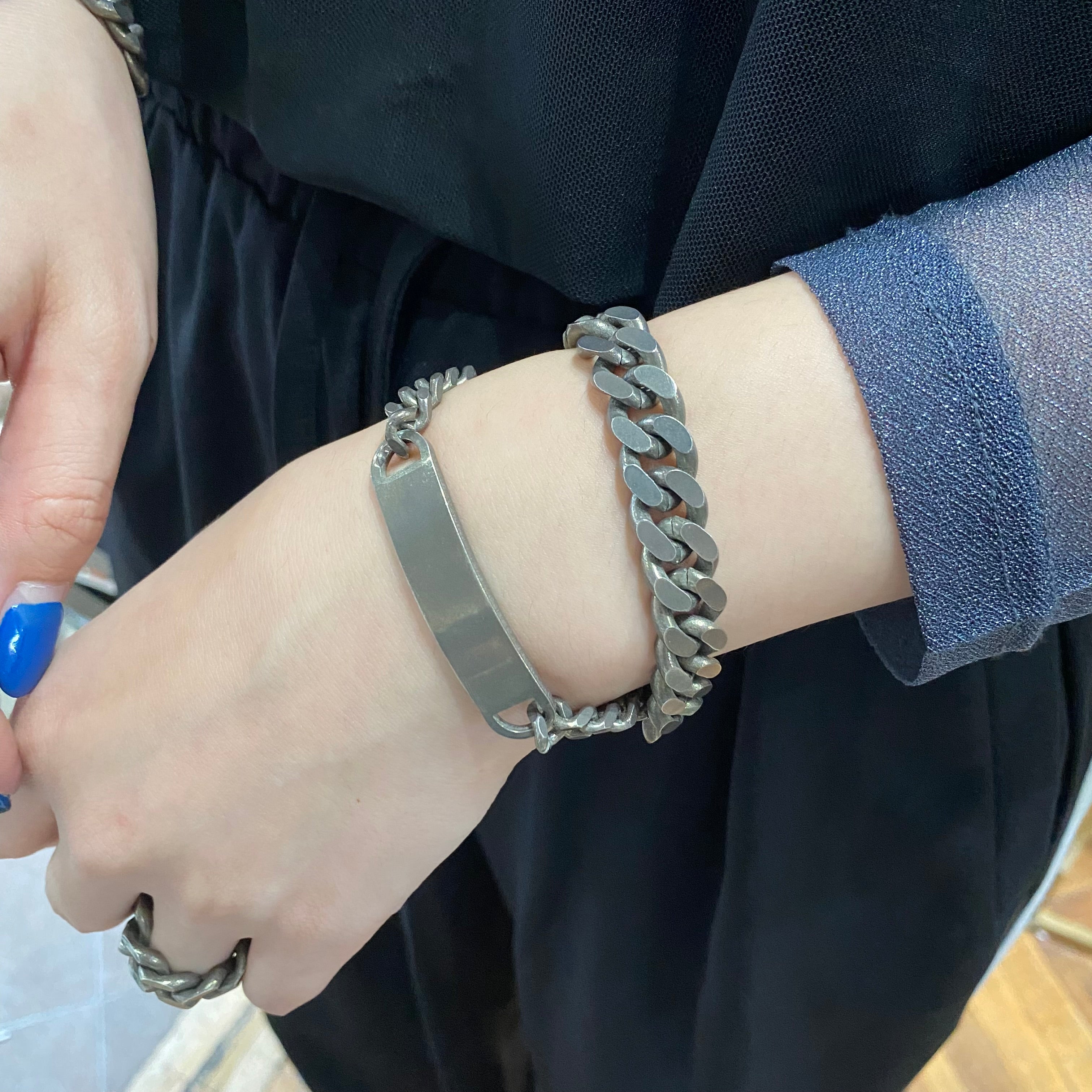 ⚠️予約【MULA002-102022】プレートダブルチェーンブレスレット -マットグレー-　※R7. 6月末納品予定